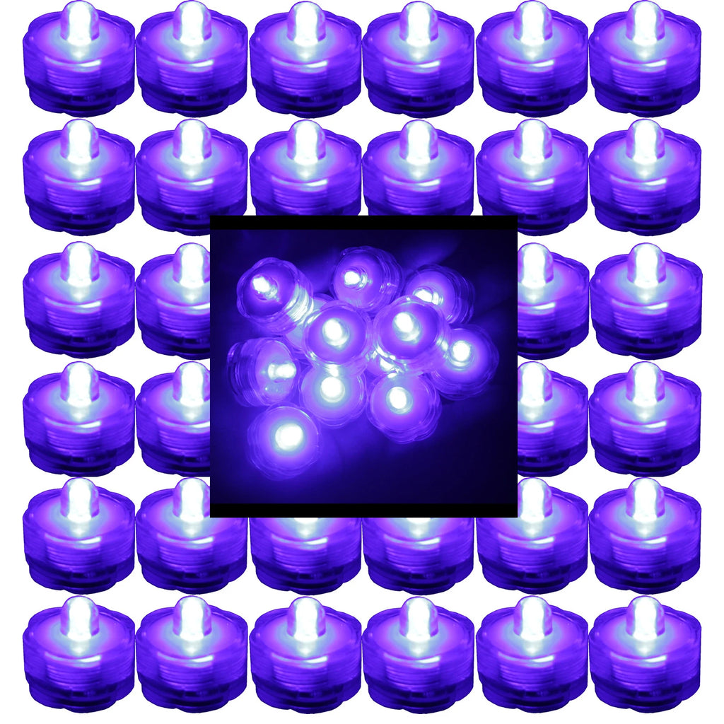 48 Pack PURPLE Submersible Waterproof Underwater Battery LED Tea Light~Wedding
