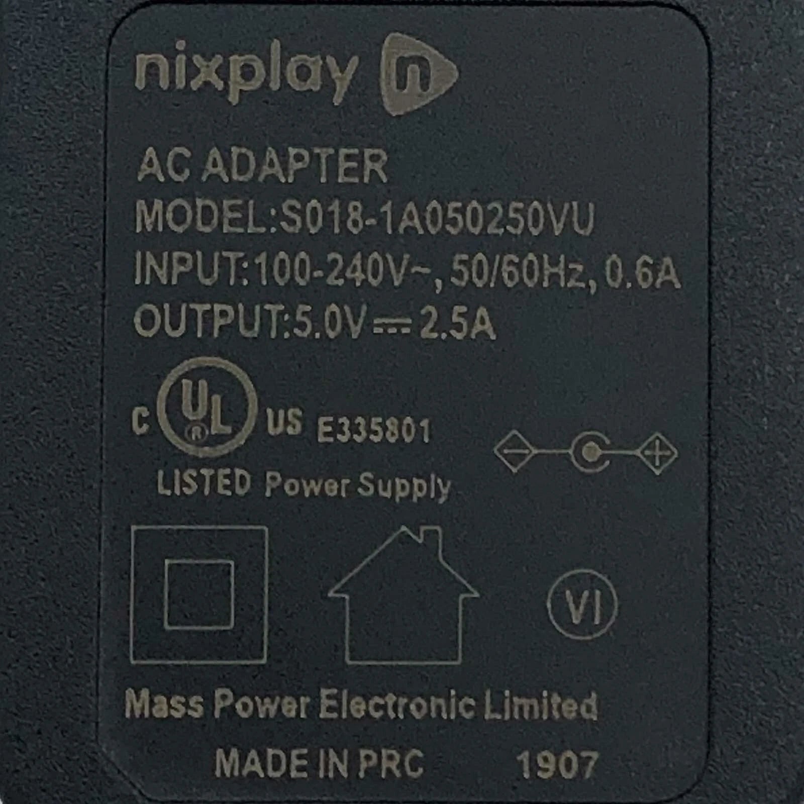 NEW Original Nixplay S018-1A050250VU Wall Power Supply Adapter 5V 2.5A Charger