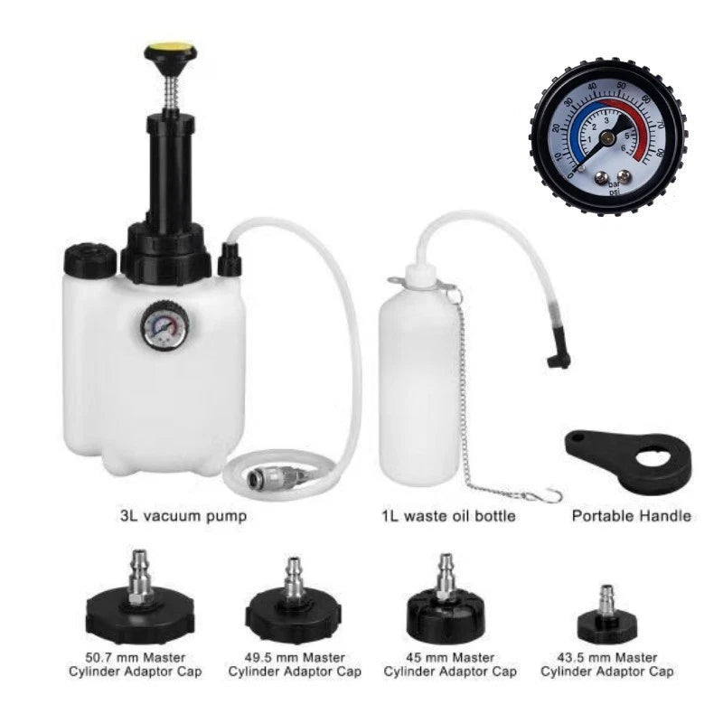 3L Capacity Manual Brake Clutch Bleeder Fluid Bottle Tool Power Bleeding Kit
