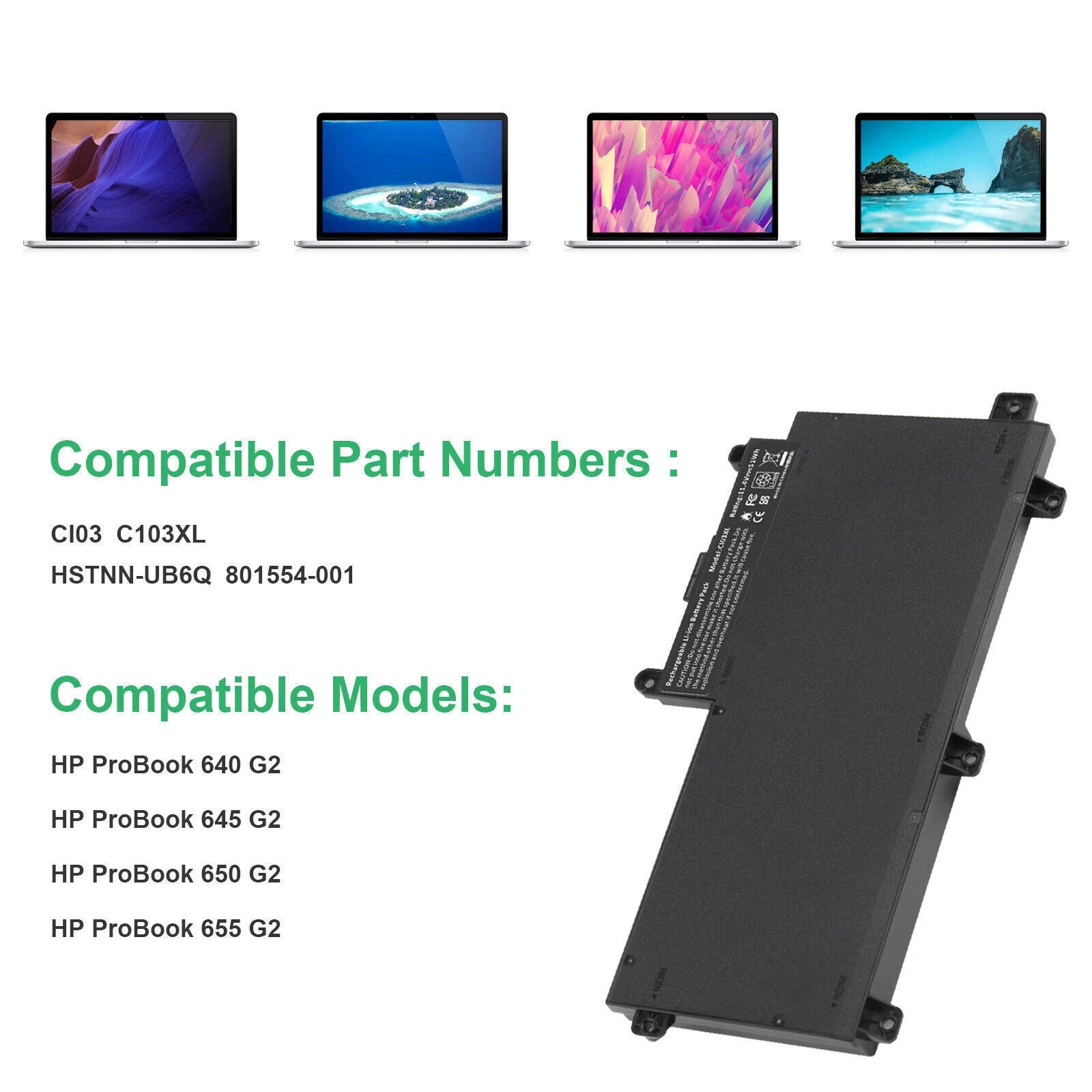 CI03 CI03XL Battery for HP ProBook 640 G2 645 G2 650 G2 655 G2 801554-001 51Wh