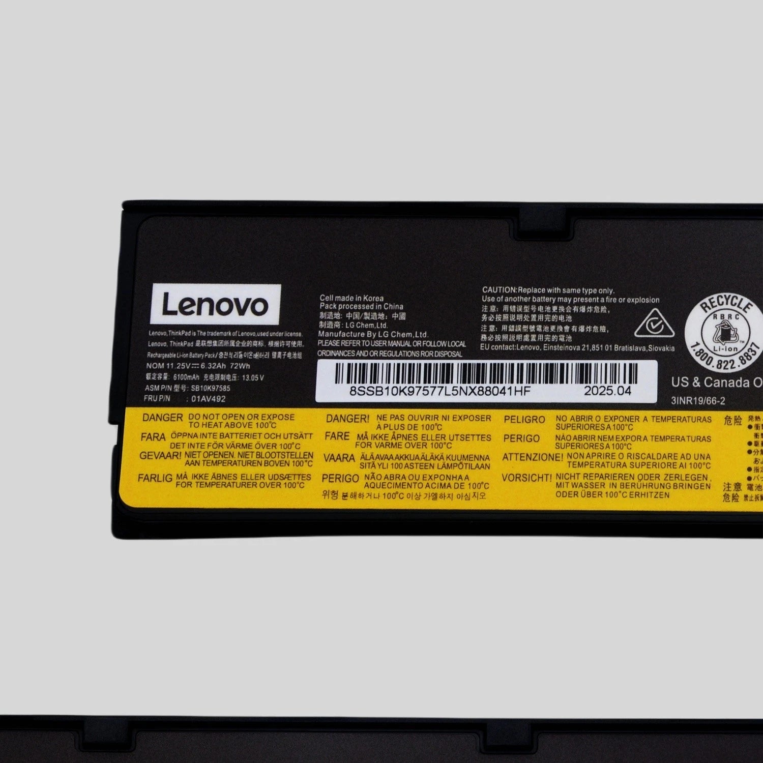 61++ Genuine 72Wh 01AV427 Battery for Lenovo ThinkPad T480 T470 P51S P52 01AV492
