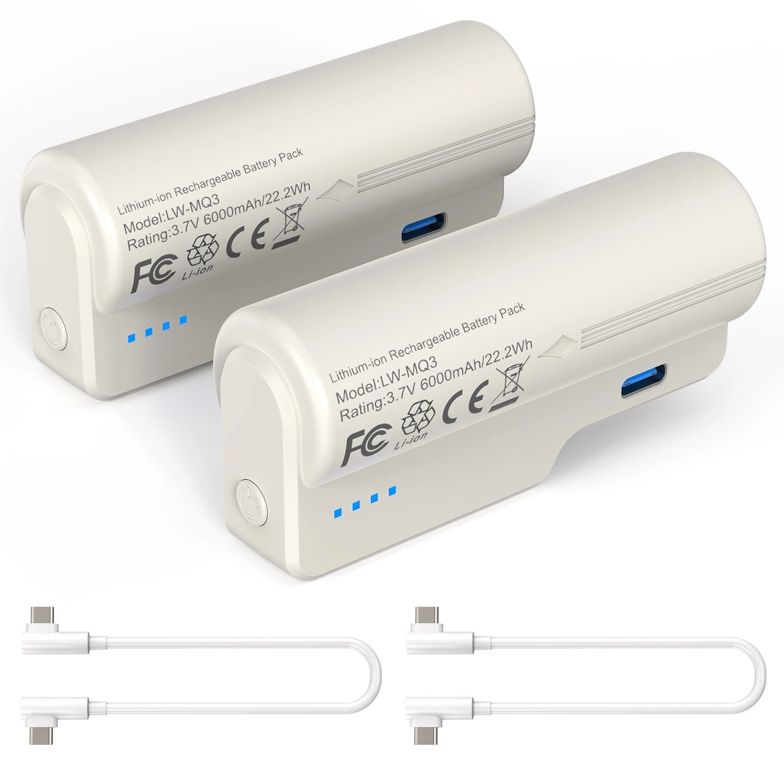 ?2x 6000mAh Battery Pack for Oculus/ Meta Quest 2 3 Safe & Fast Charging w/Cable