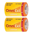 2x OmniCel ER14250 3.6V 1/2AA Lithium Standard Battery Button Top AMR Backup