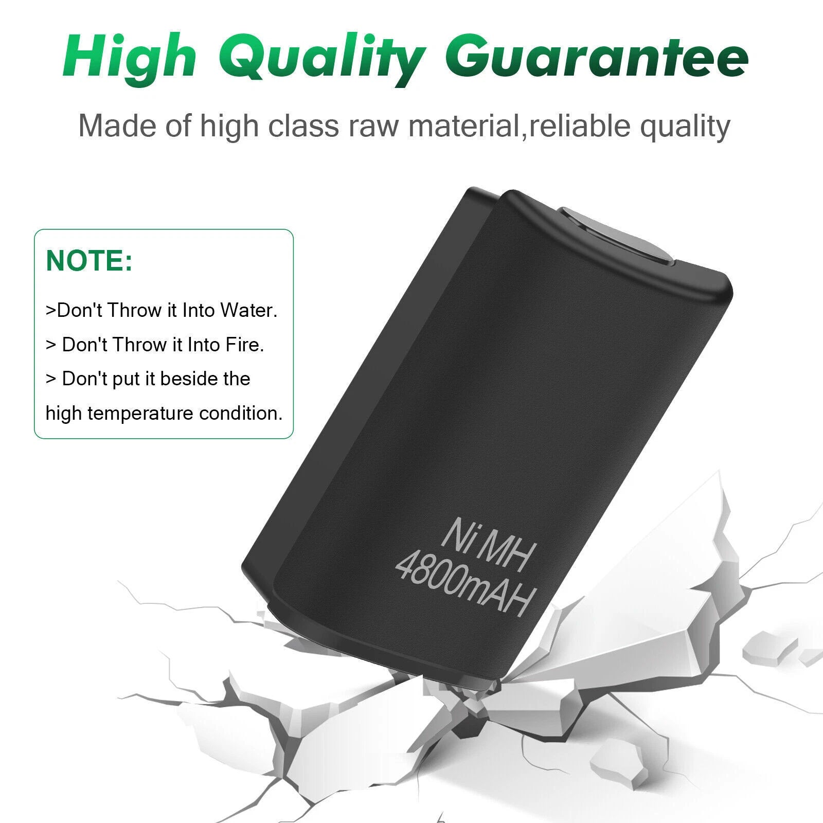 2 Pack Rechargeable 4800mAh Battery Pack For Xbox 360 Wireless Controller Black