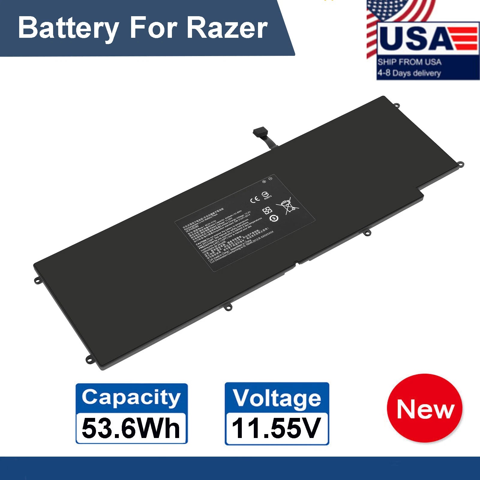 Replace RC30-0196 Battery for Razer Blade Stealth 2016 2017 i7-7500U RZ09-0196