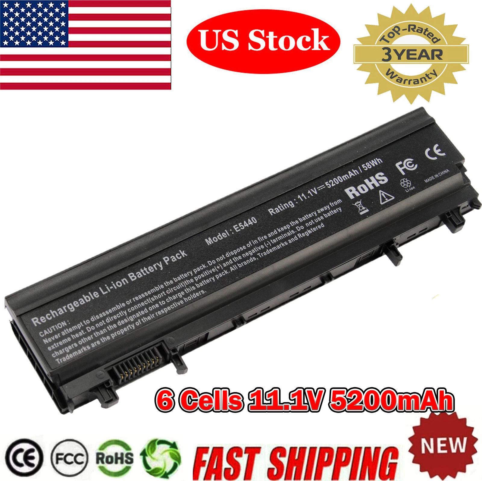 For Dell Latitude E5440 E5540 Laptop Battery Type VV0NF NVWGM N5YH9 6 Cell