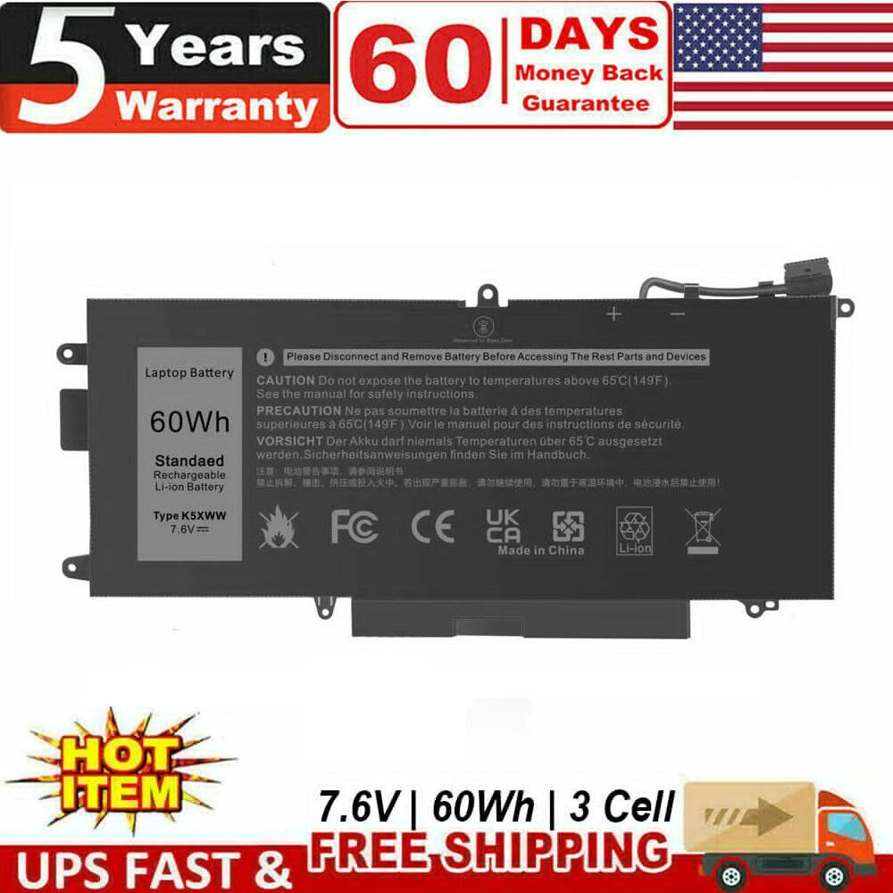 Battery K5XWW 60Wh 7.6V For Dell Latitude 7389 7390 L3180 5285 5289 2 in 1 71TG4