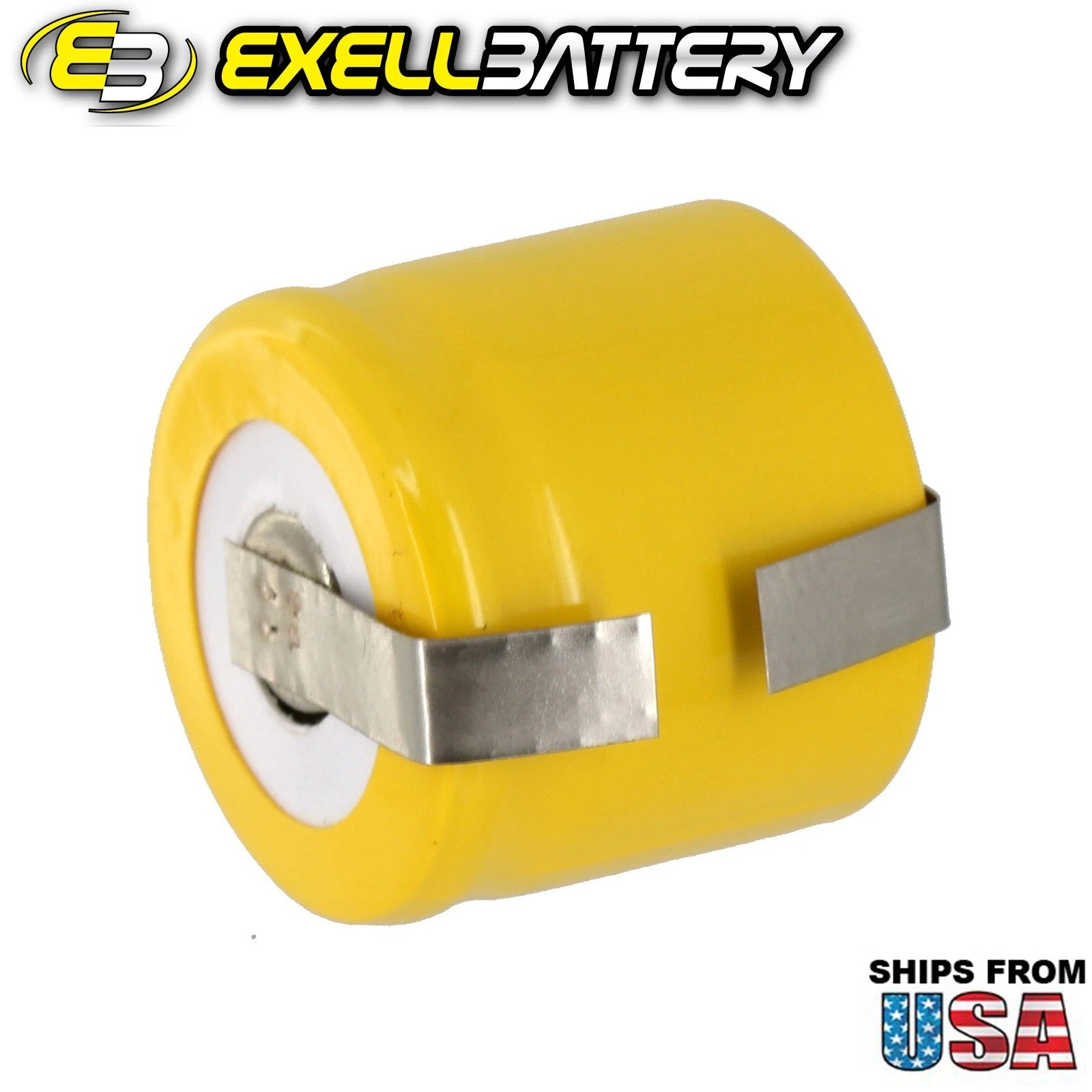 10x Exell 1/2C NiCD 1000mAh 1.2V Flat top Rechargeable Battery with Tabs