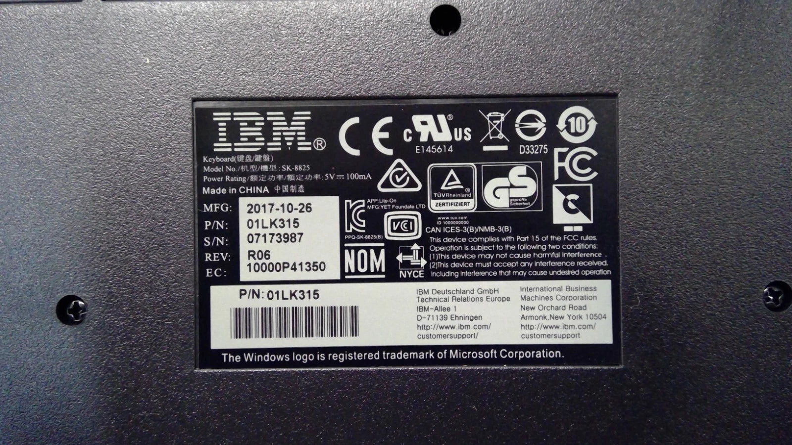 *LOT OF 10*IBM SK-8825 Wired USB Preferred Pro Fullwidth Black Keyboard 01LK315