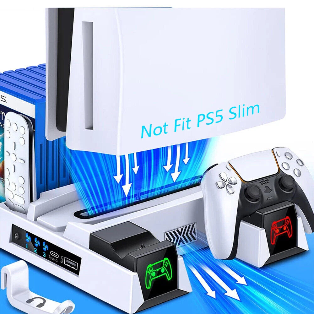 For PS5 PlayStation5 Controller Dual Charger Dock Station Vertical Cooling Stand