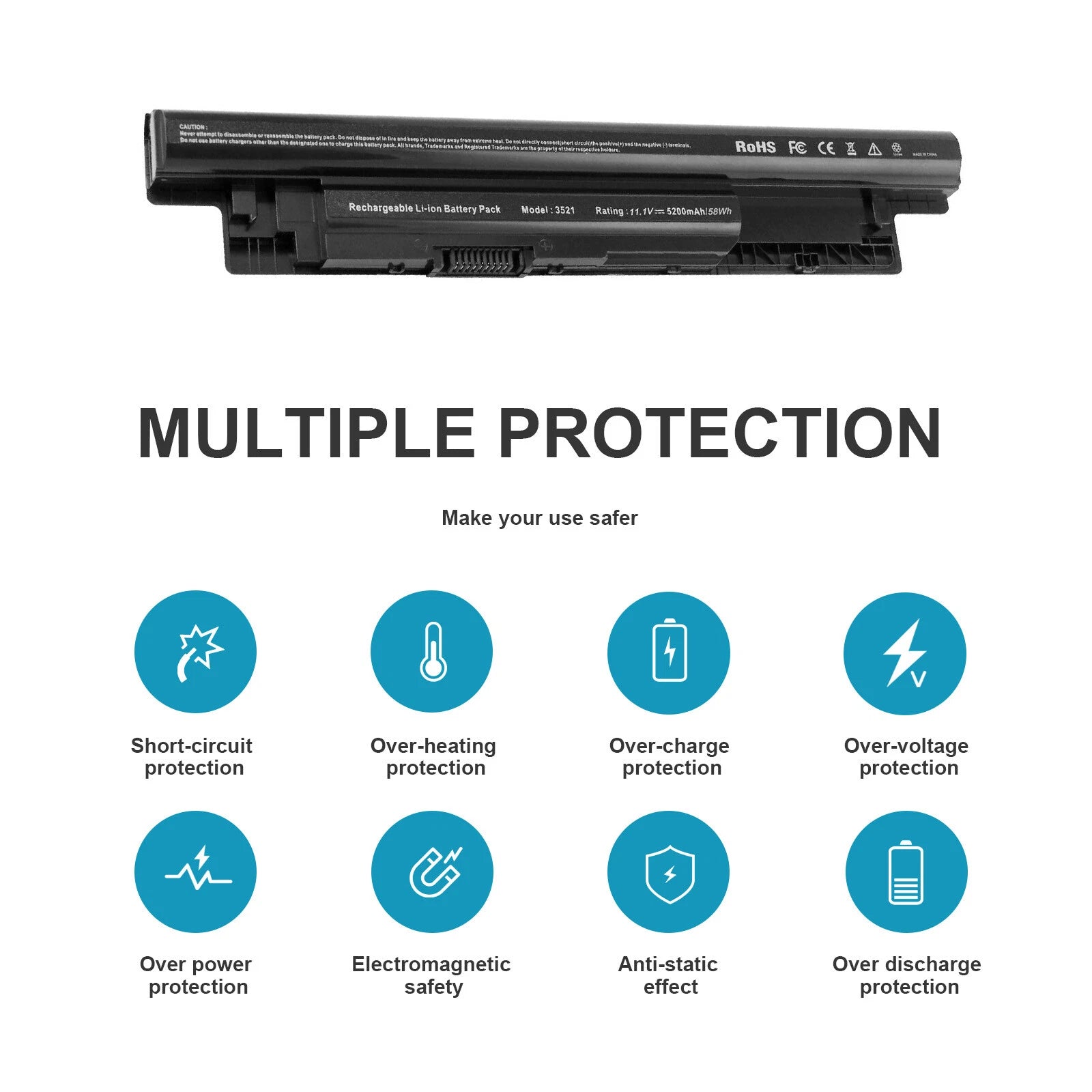 58Wh MR90Y Battery For Dell Inspiron 14-3421 15-3521 5521 17-3721 5721 Replace