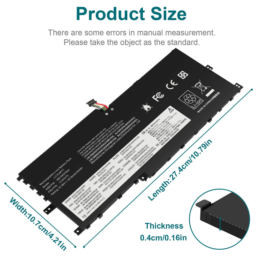 L17C4P71 L17M4P73 01AV475 Battery for Lenovo ThinkPad X1 Yoga 3rd Gen 54Wh