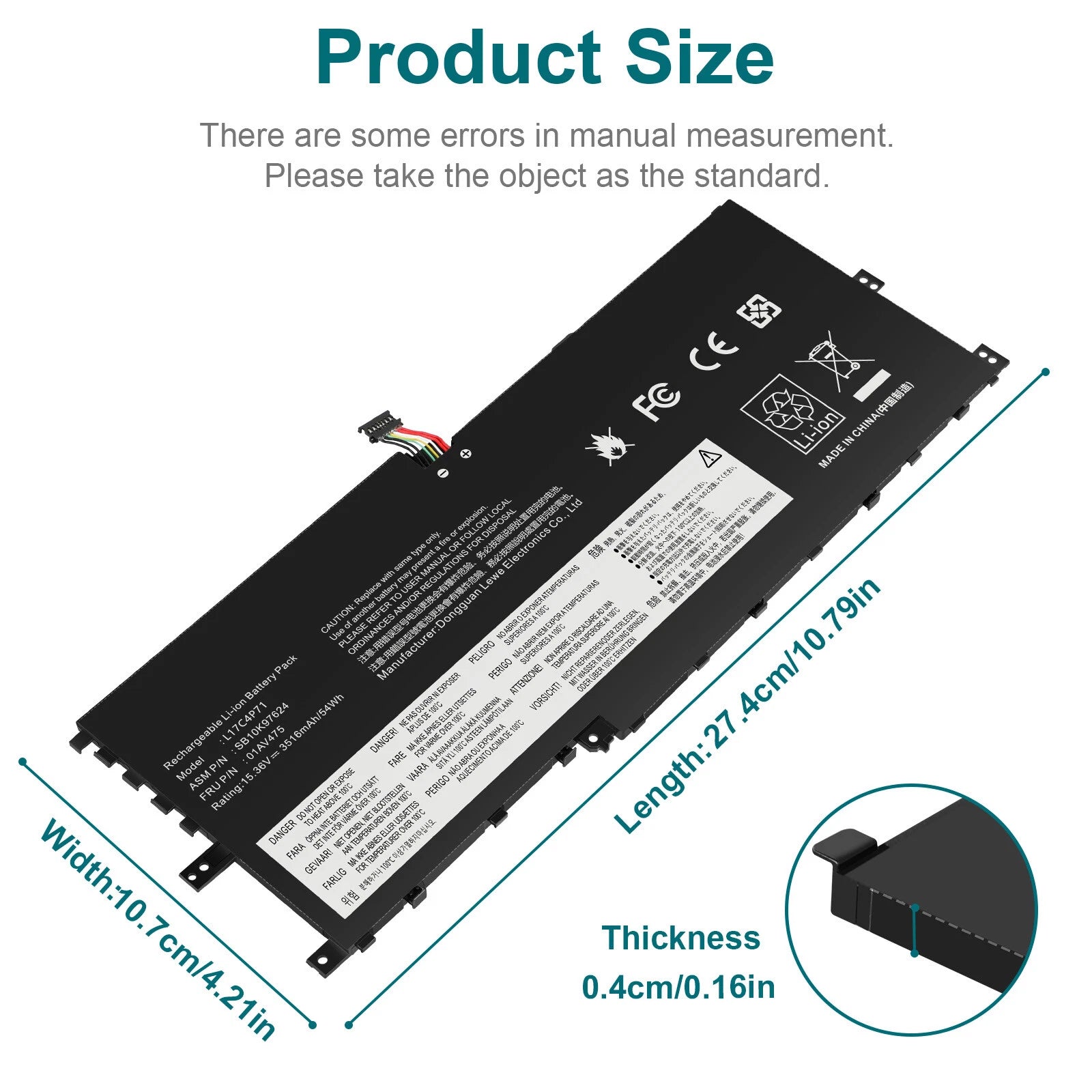 L17C4P71 L17M4P73 01AV475 Battery for Lenovo ThinkPad X1 Yoga 3rd Gen 54Wh