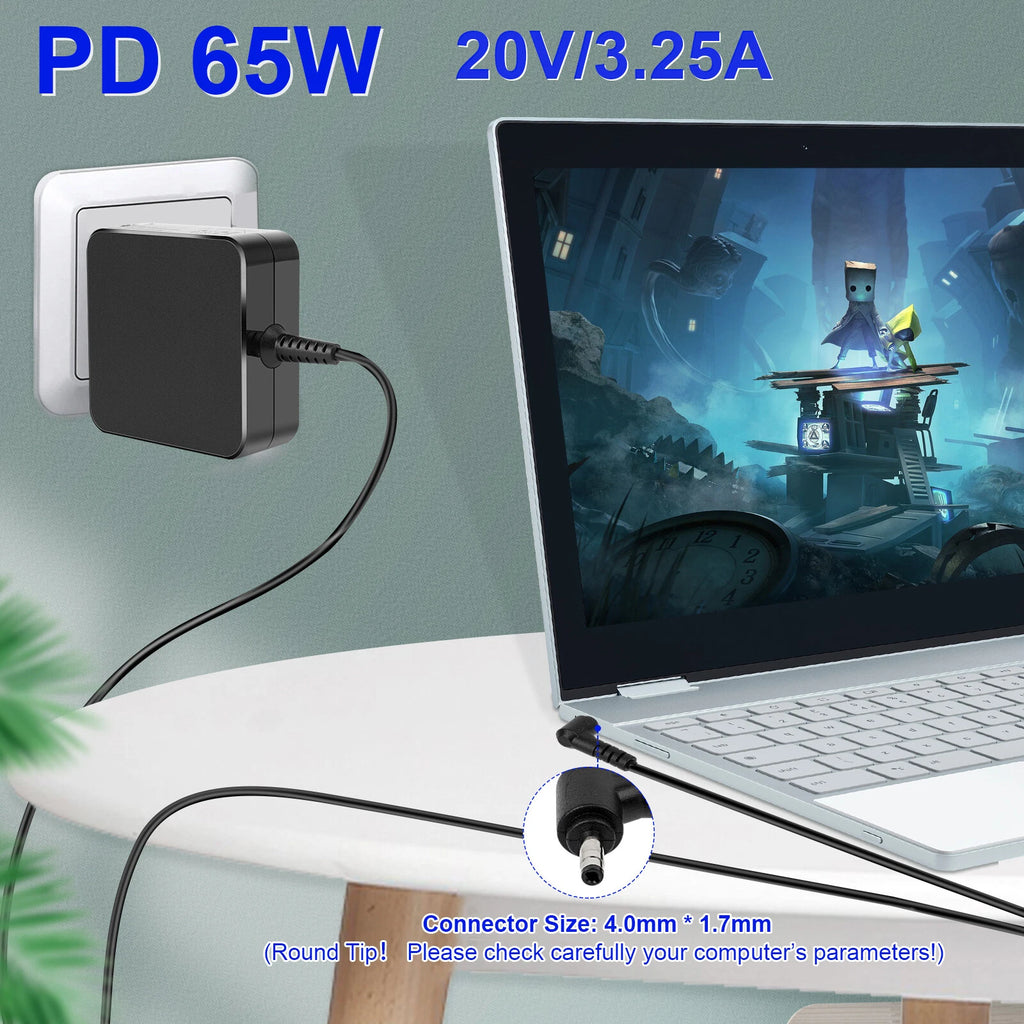 65W 20V Laptop Charger ADLX65CCGU2A AC Adapter For Lenovo IdeaPad 3 15IIL05 NEW
