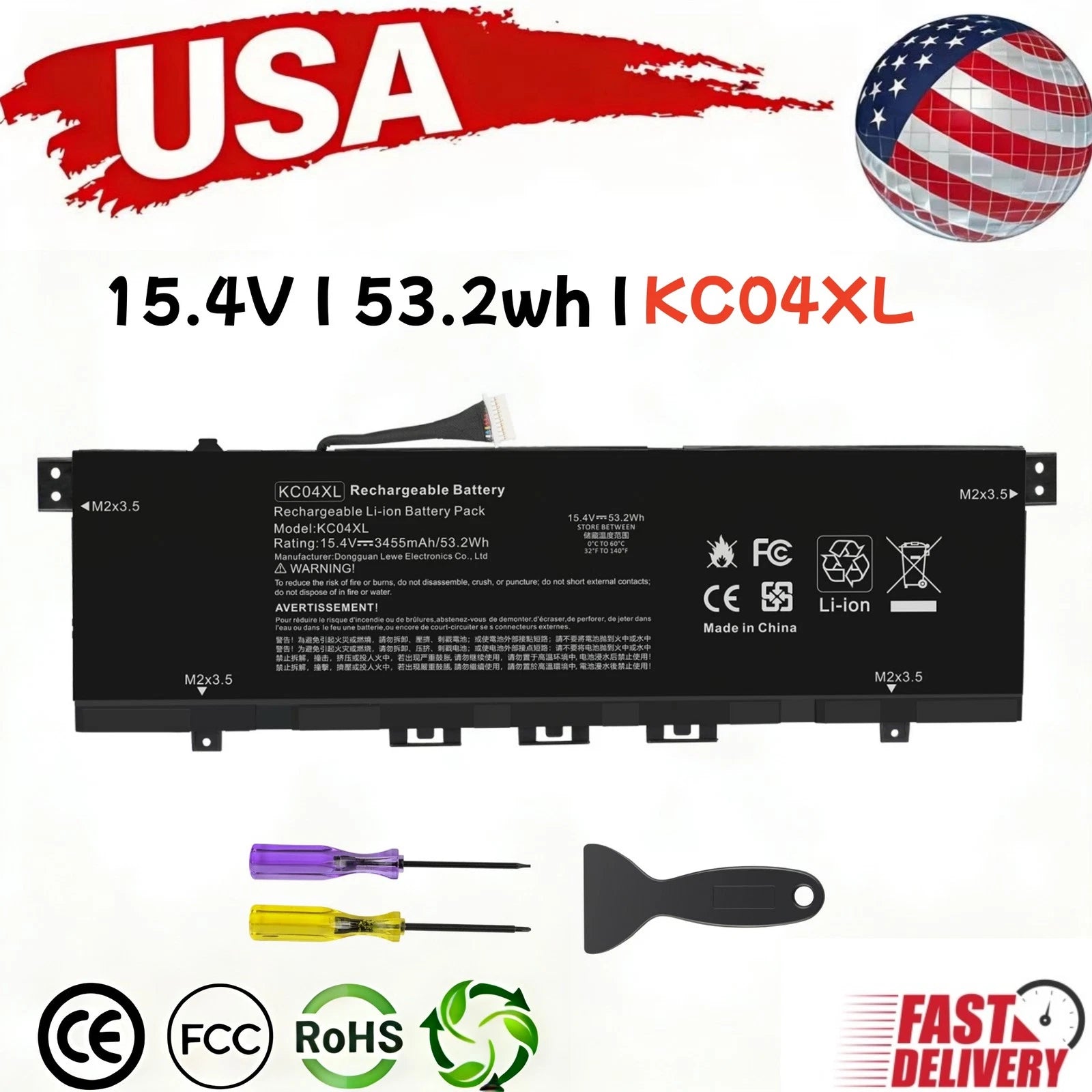 KC04XL Battery for HP ENVY 13-AG 13-AH 13-AR HSTNN-DB8P HSTNN-IB8K 53.2Wh