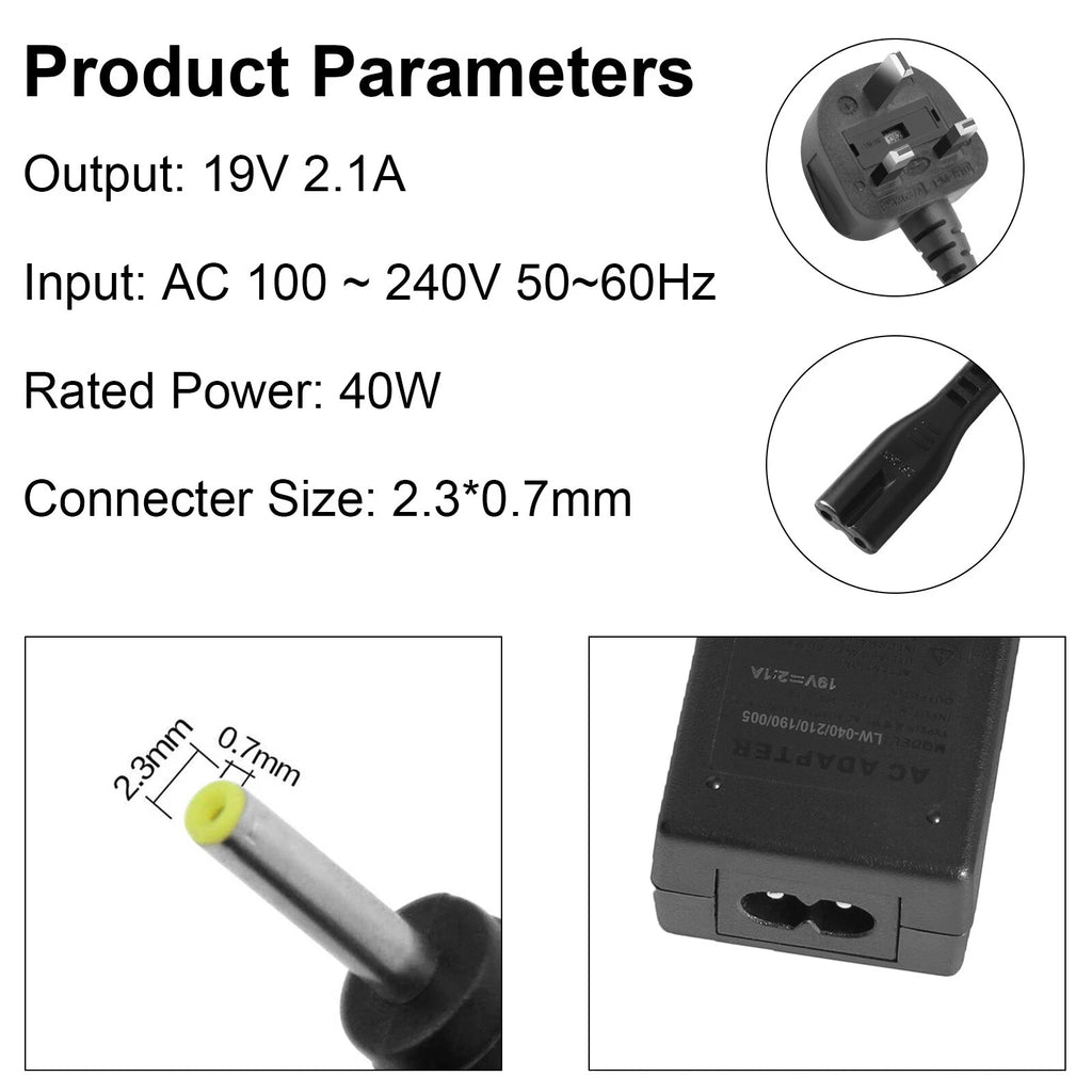 19V 2.1A Laptop Power Supply for Asus Eee 1005 1005HA 1005HA-A 1005HA-B 1005PR