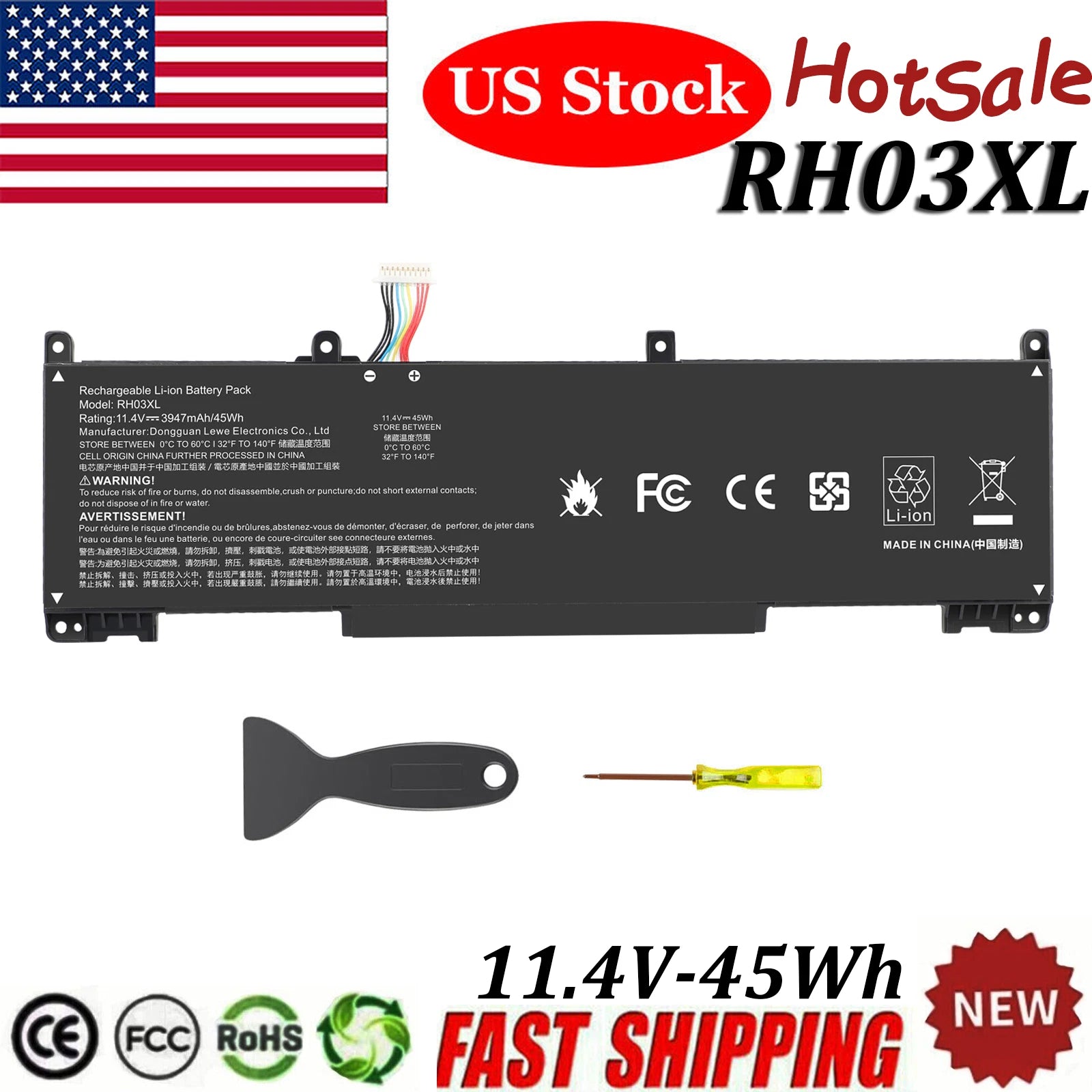 RH03XL Battery for HP ProBook 430 440 450 630 640 650 G8 HSTNN-OB1T 45Wh 11.4V