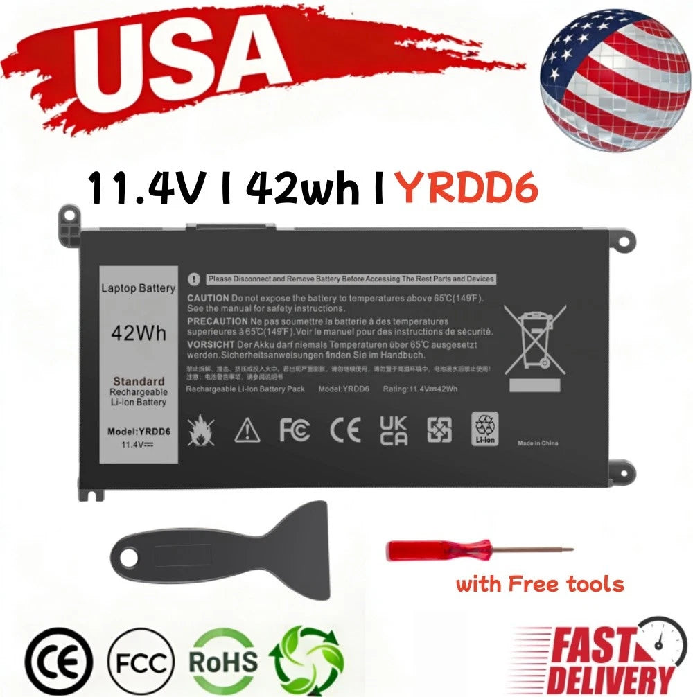 Battery For Dell Inspiron 14 15 17 3493 3501 3583 3593 5584 Latitude 3310 YRDD6