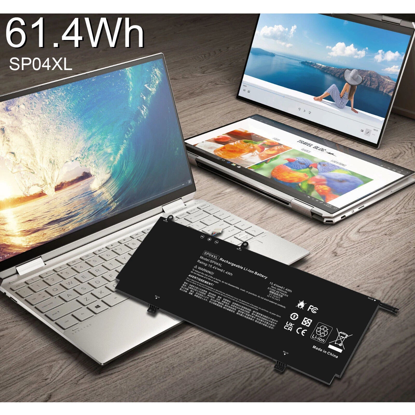 SP04XL Laptop Battery for HP Spectre X360 13-AP000 HSTNN-IB8R L28764-005 61.4Wh