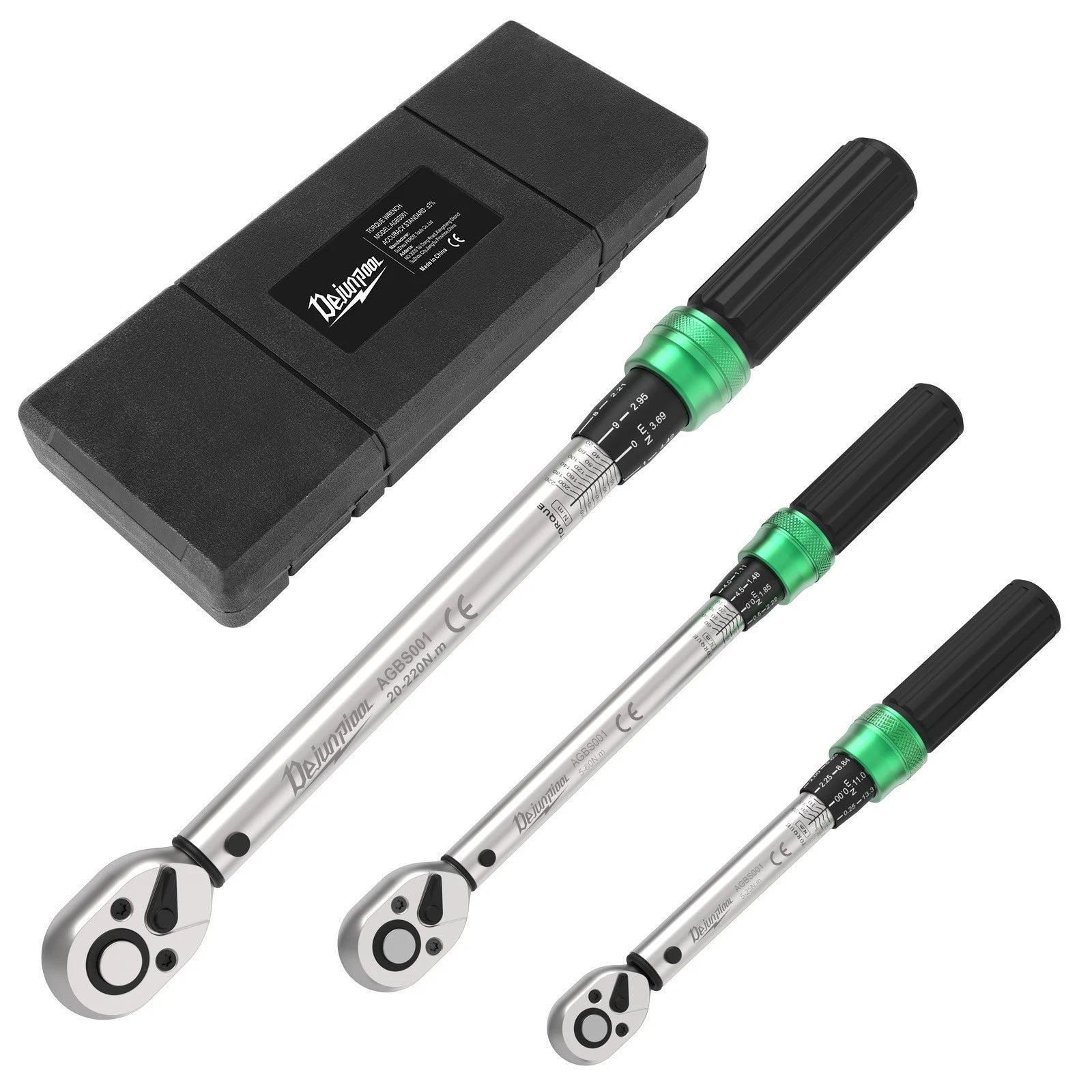 ??1/4"+3/8"+1/2" 3Pc Torque Wrench Set ±3% Accuracy 5-25Nm 10-60Nm 20-200Nm-2026