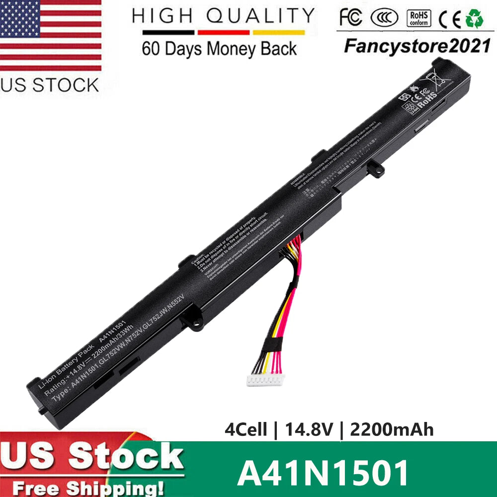 100% New 33Wh A41N1501 Battery For ASUS ROG GL752VW G752VW N552V N552VX A41LK9H