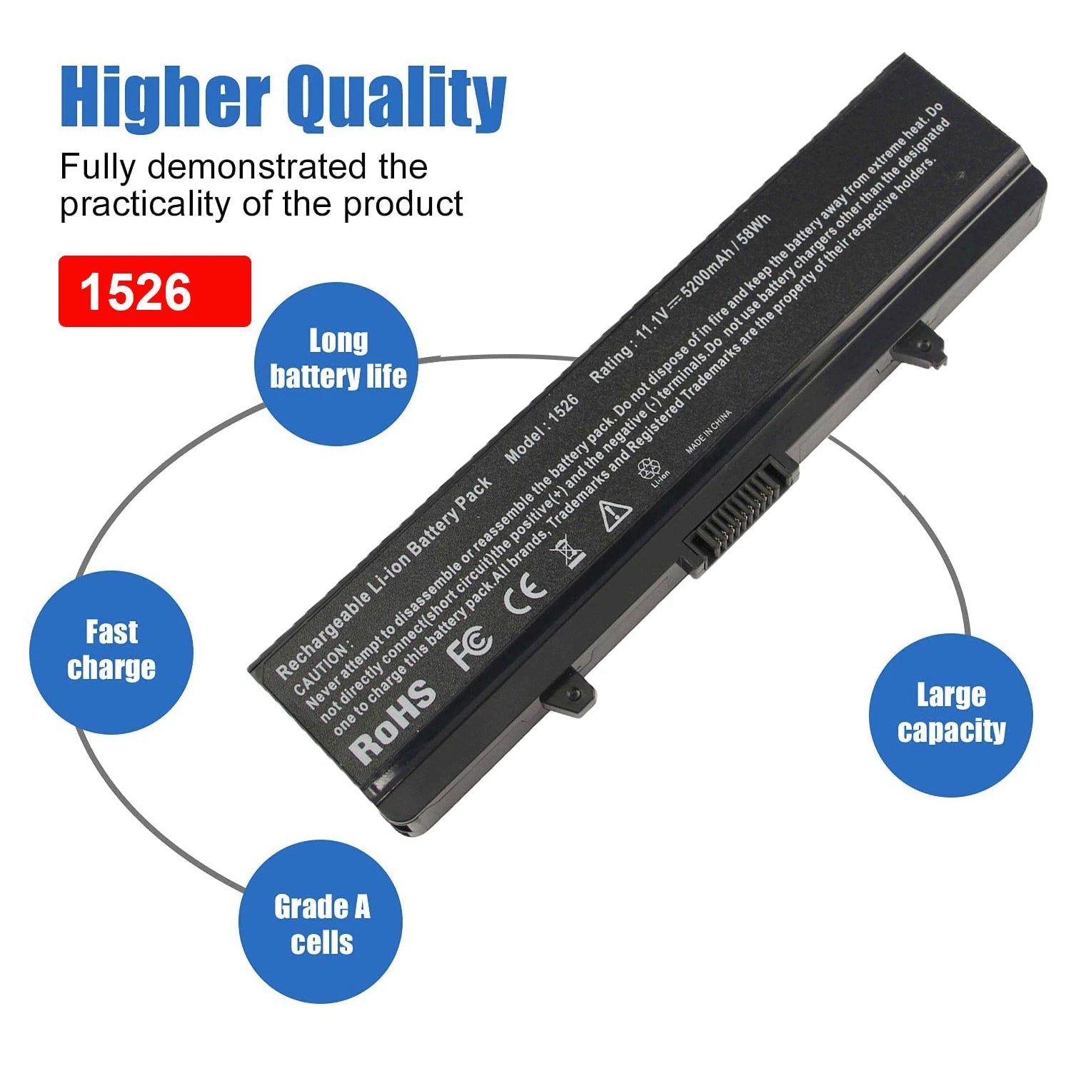 Battery for Dell Inspiron 1525 1526 1545 1546 1440 1750 X284G RN873 K450N 58Wh