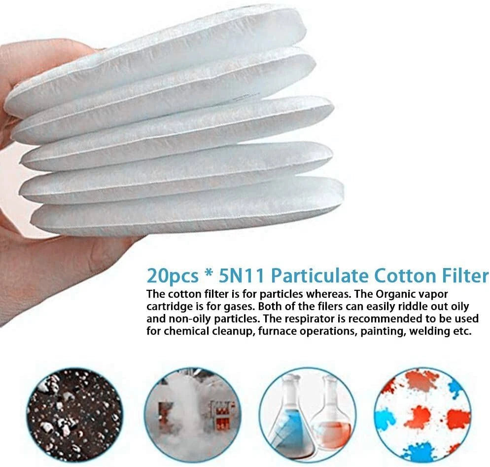 60pcs 5N11 Cotton Filter Replacement For 6100 6200 7000 7502 Respirator Filters