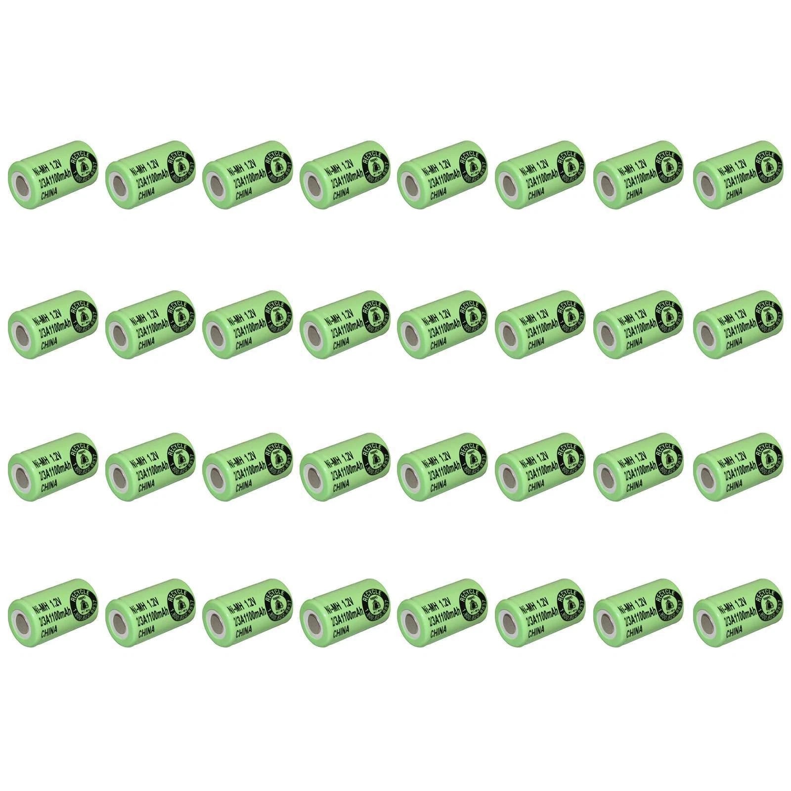 32x Exell 1.2V 1100mAh NiMH 2/3A Rechargeable Battery Flat Top Cell USA Ship
