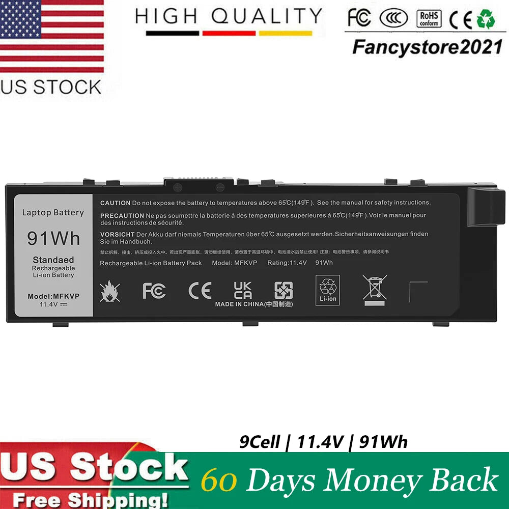 MFKVP Battery For Dell Precision 15 7510 7520 17 7710 7720 M7510 M7710 91Wh New