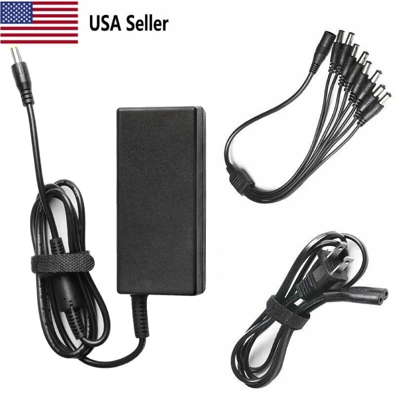 12V 5A 8 Ways Power Splitter Adapter Charger For Analog AHD DVR Camera RGB LED