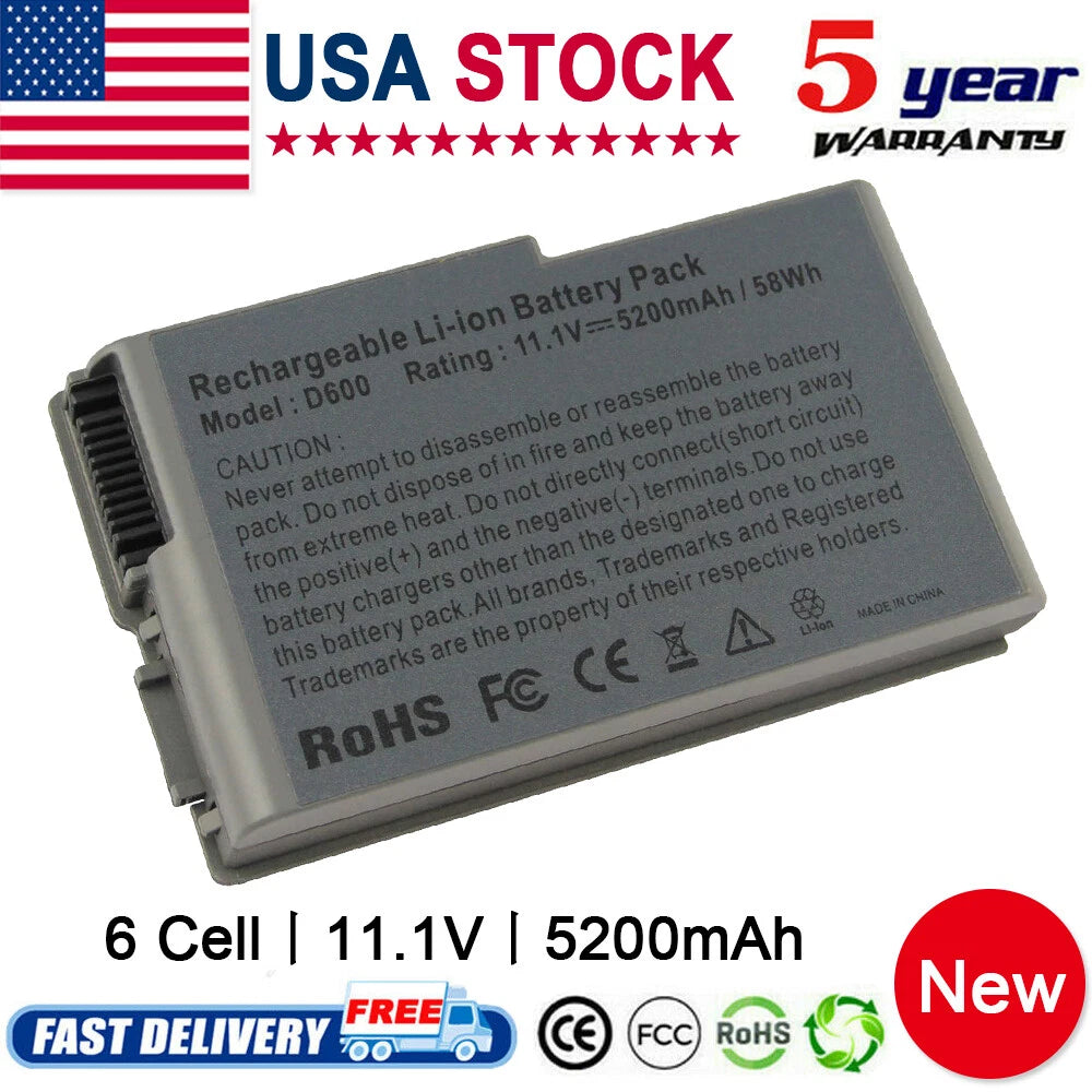 5200mAh Battery For Dell Latitude D600 D500 D610 D505 3R305 C1295 Y1338 4P894 PC