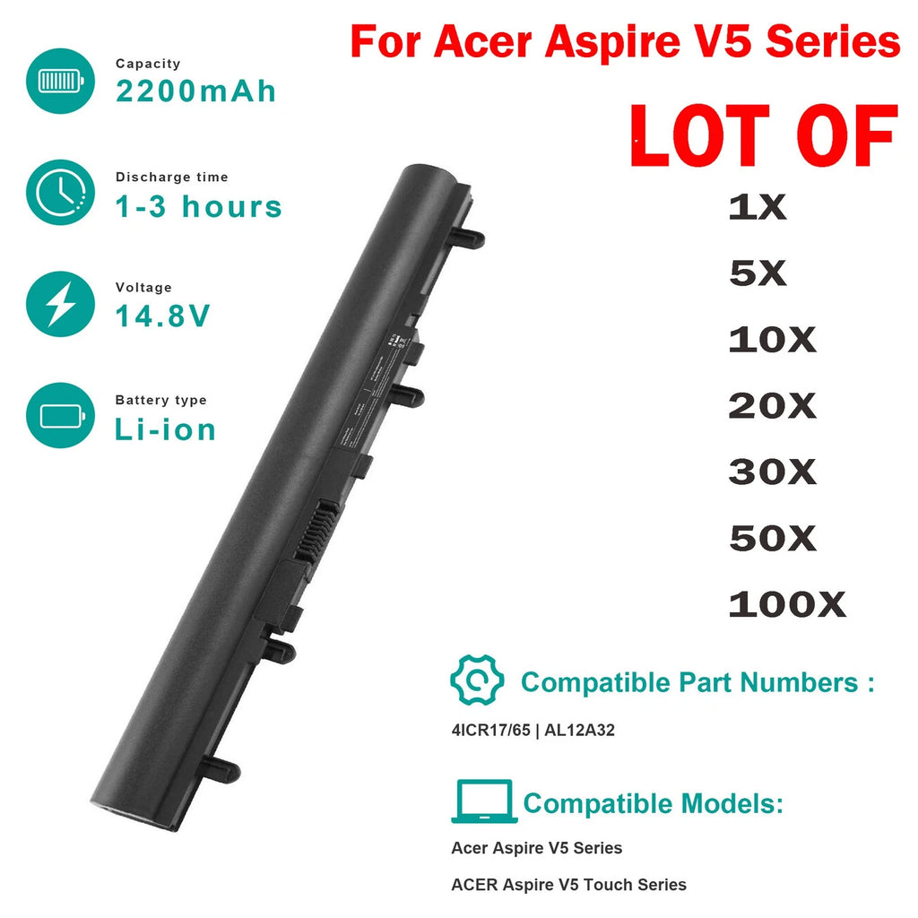 ??LOT OF AL12A32 Battery For Acer Aspire V5-431 V5-471 V5-531P V5-551 4ICR17/65