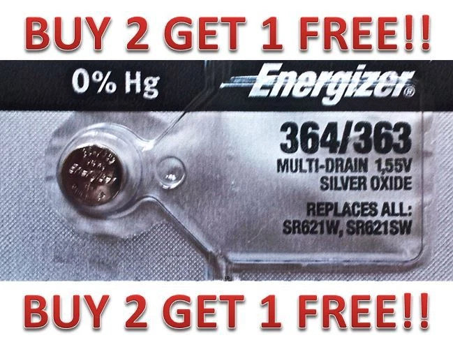 ENERGIZER 364/363 SR621W SR621SW BATTERIES NEW BUY 2 GET 1 FREE!!