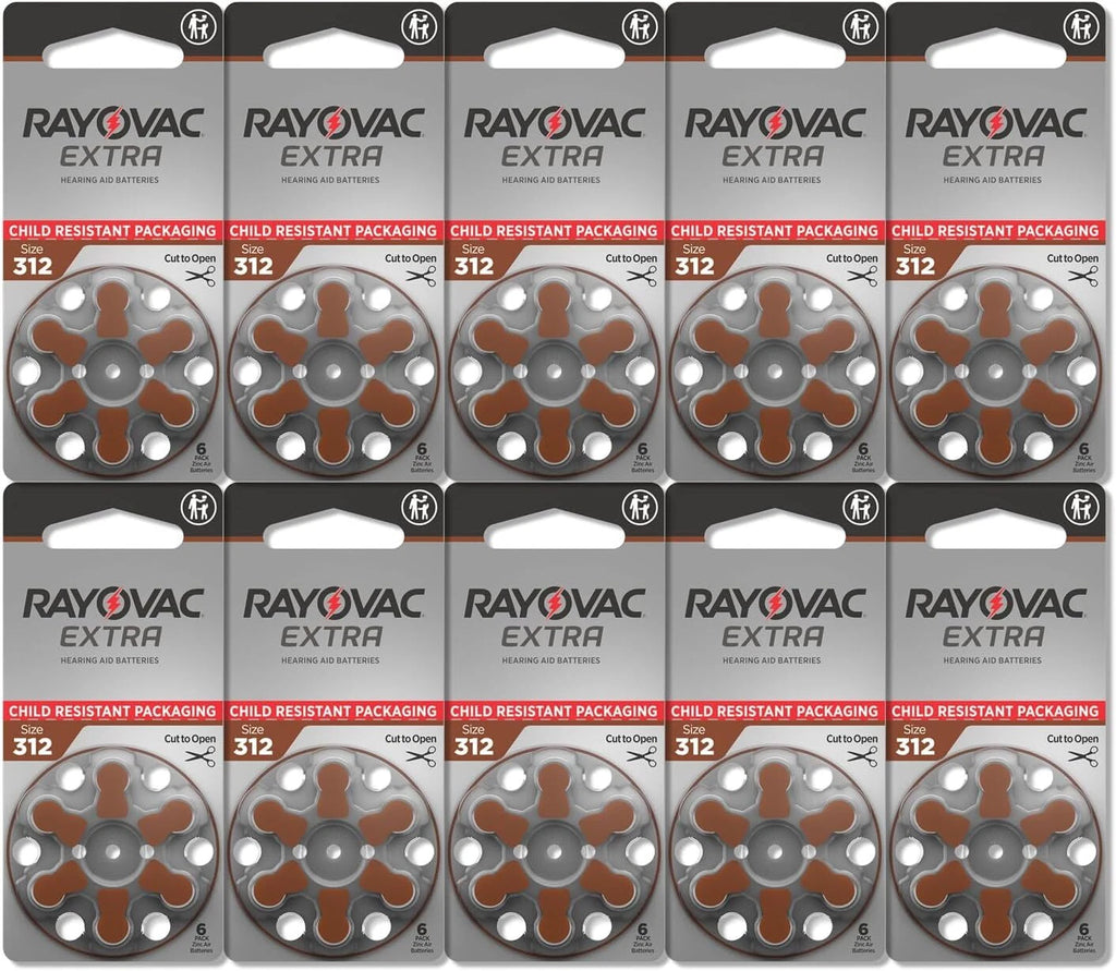 Rayovac Extra Hearing Aid 312 Size batteries Zinc air 30 - 240 cells- Exp-2029
