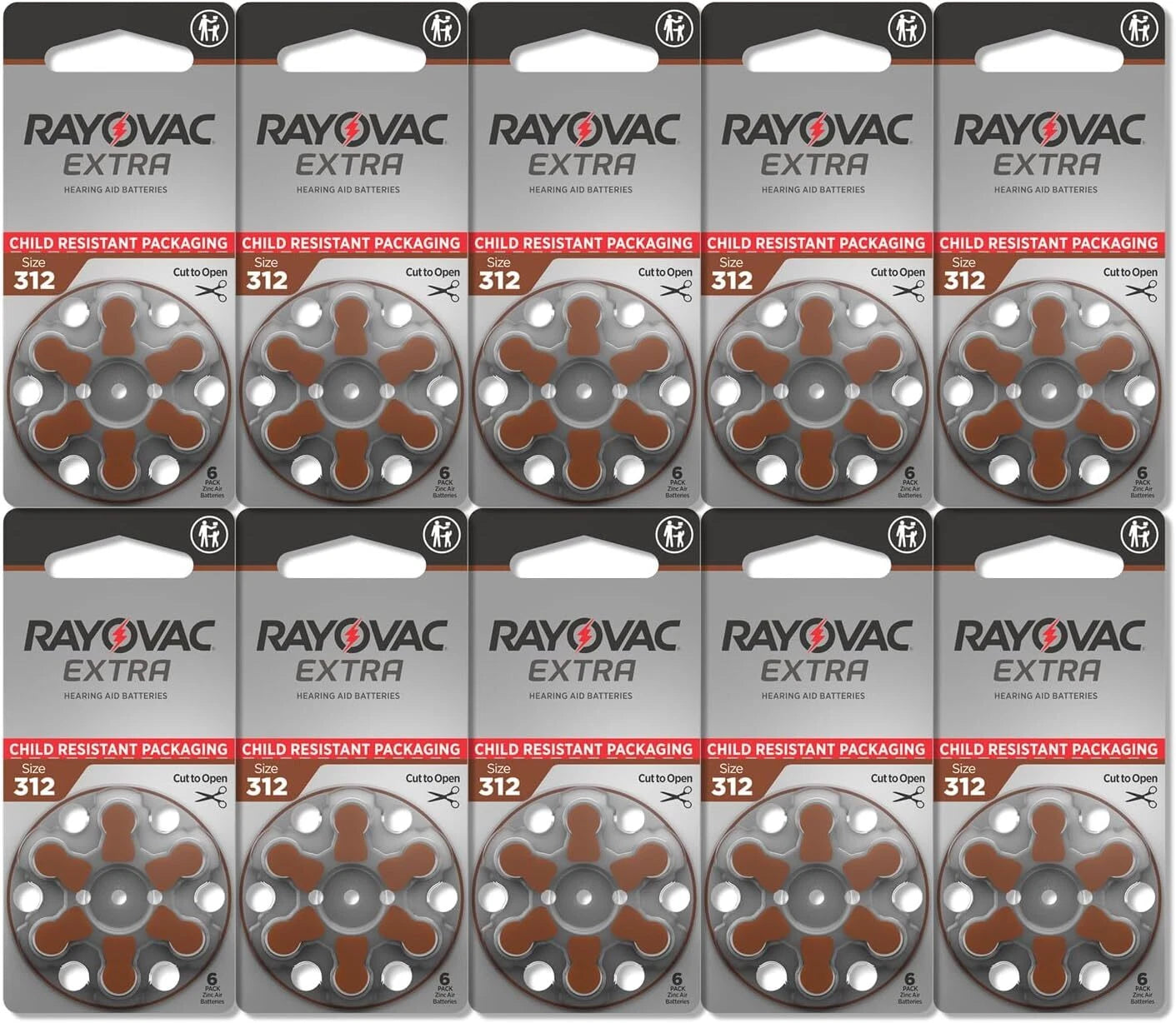 Rayovac Extra Hearing Aid 312 Size batteries Zinc air 30 - 240 cells- Exp-2029