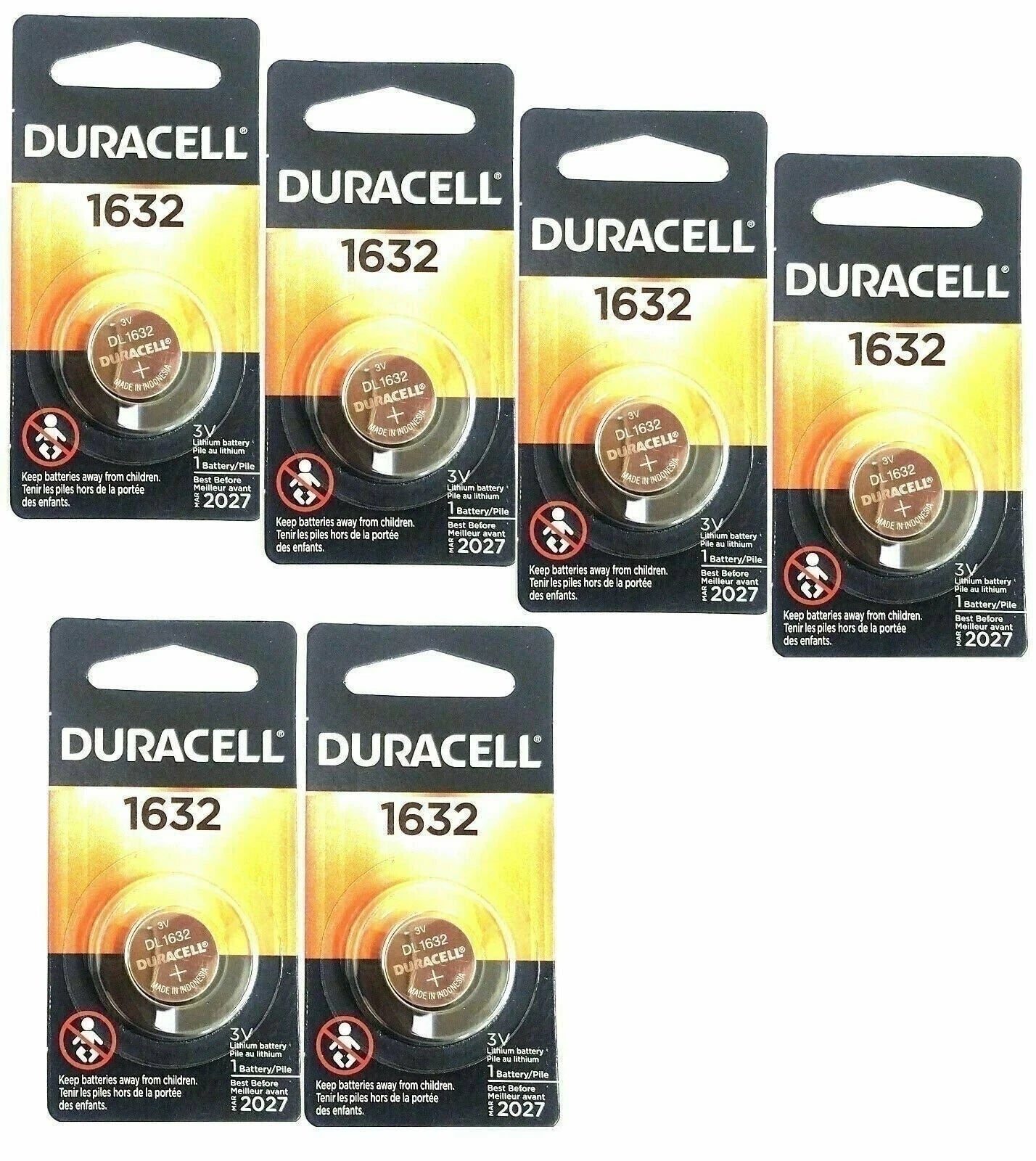 Duracell Lithium DL1632 CR1632 3v Batteries x 6