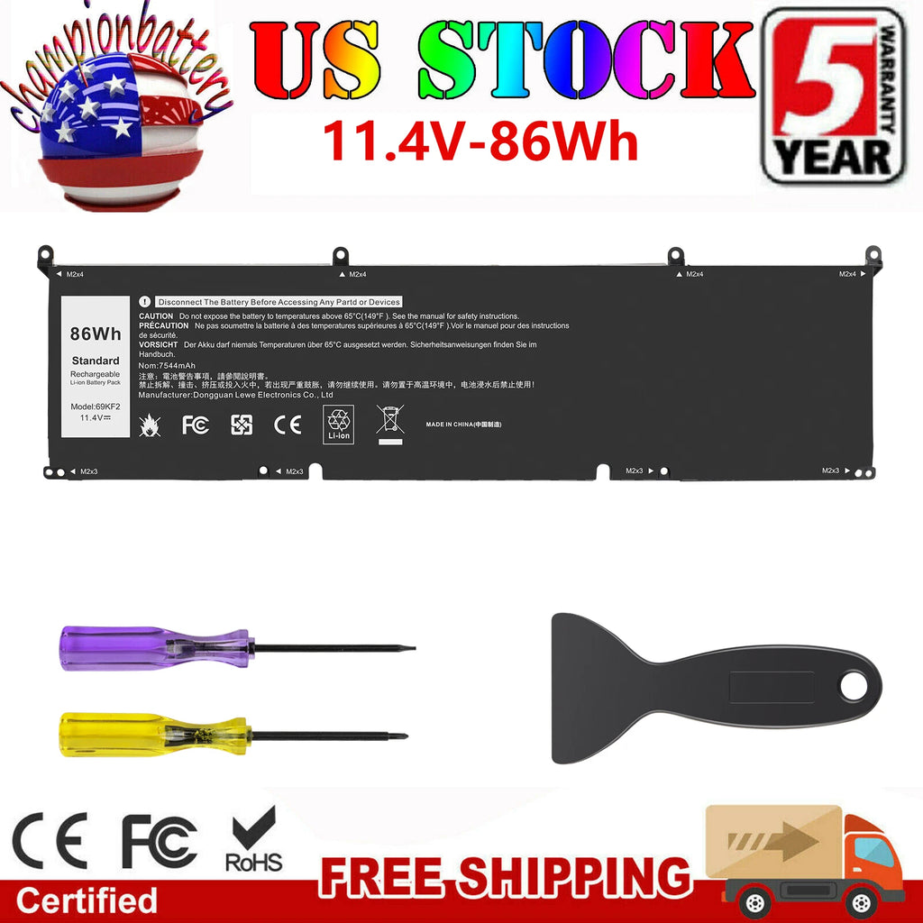 86Wh 69KF2 Battery for Dell XPS 15 9500 Precision 5550 Alienware m15 m17 2020