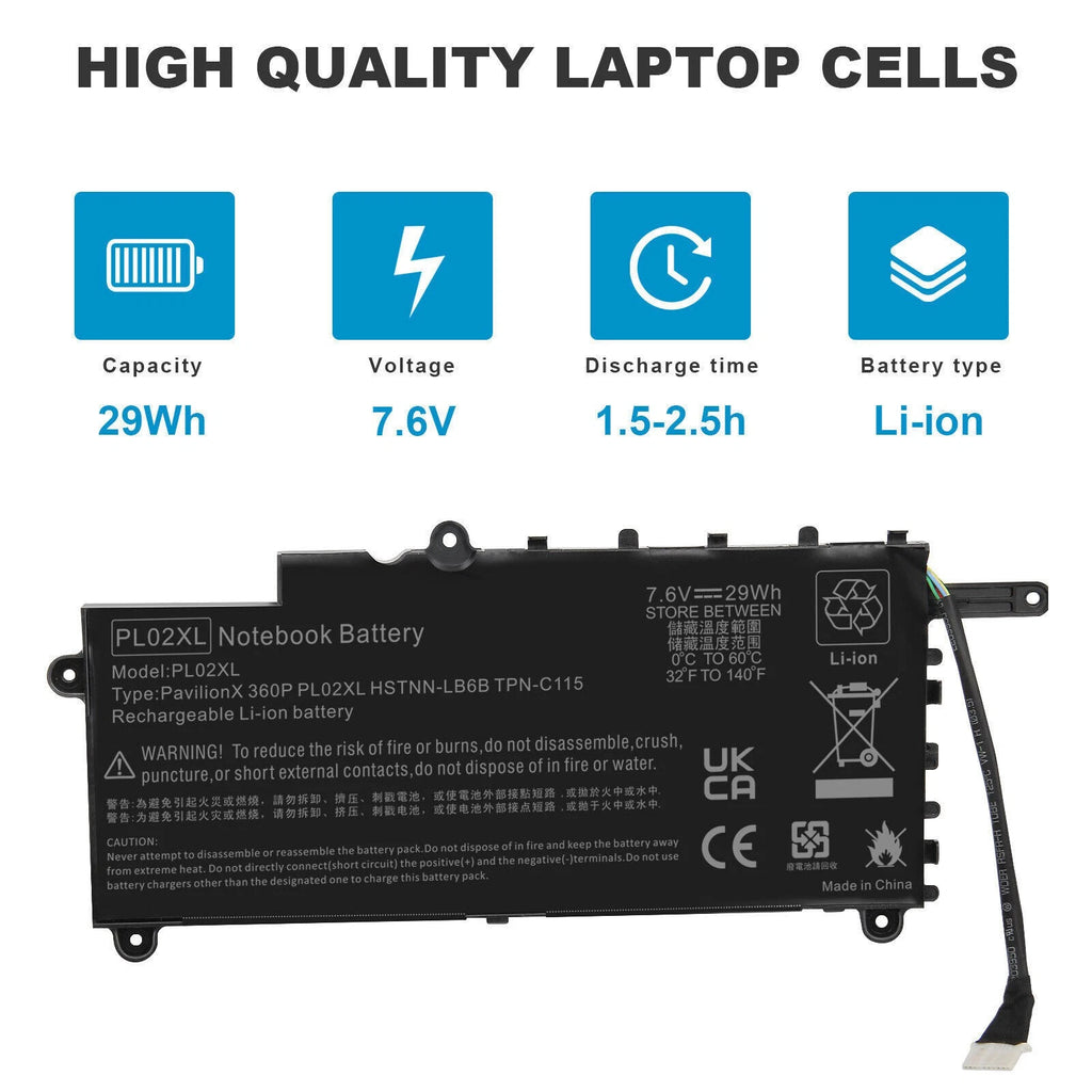 ?Laptop Battery PL02XL for HP Pavilion 11 X360 11-N010DX 751681-421, HSTNN-DB6B