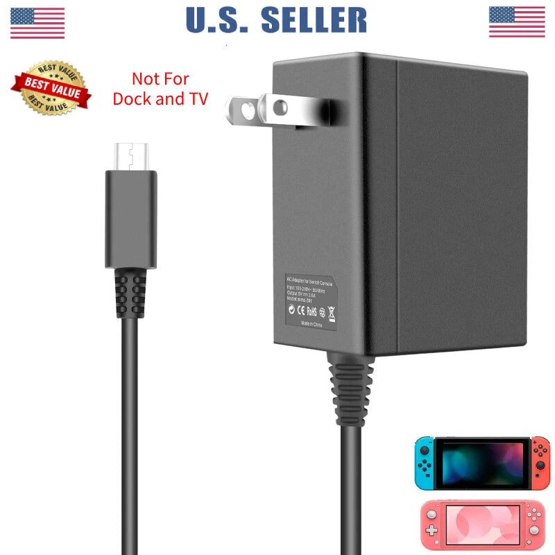 Type C Cable 2.4A For Nintendo Switch or LITE Fast Charging Charger AC Adapter