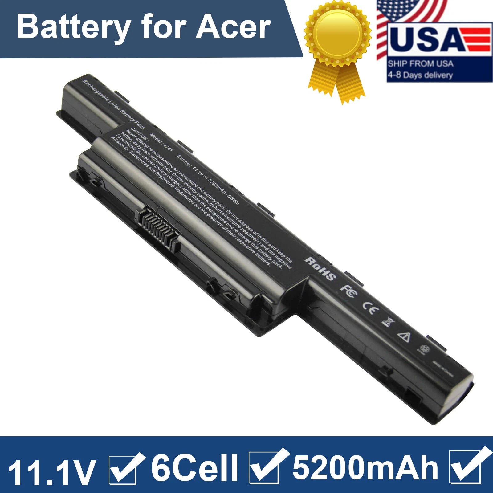 4551 Battery For Acer Aspire 4741 5250 5251 5336 5736 AS10D31 AS10D51 58Wh NEW