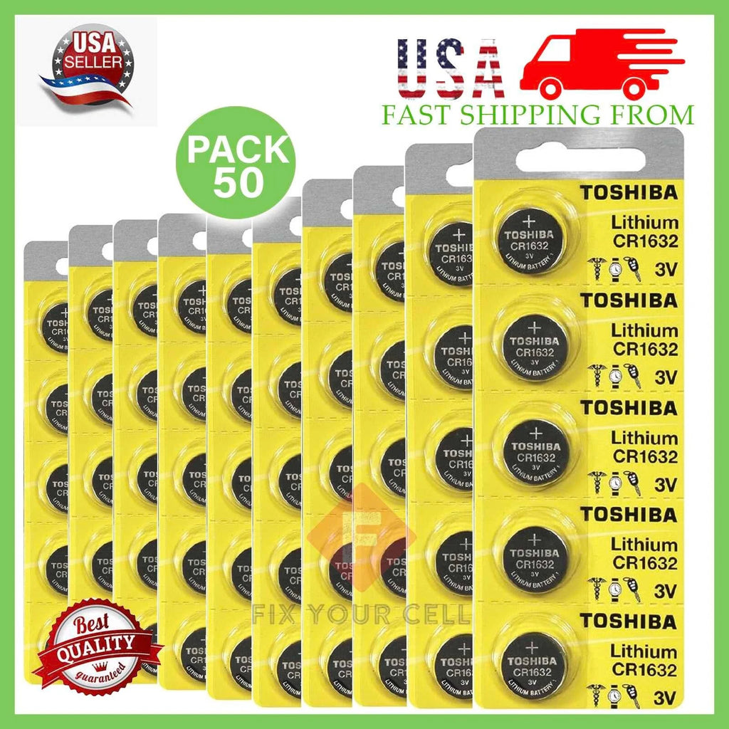 50 x New Original Toshiba CR1632 3V Lithium Coin Cell Battery (50 Batteries)