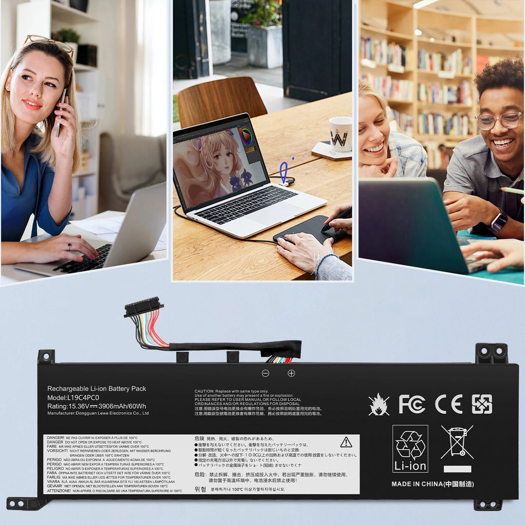 L19C4PC0 Battery for Lenovo Legion 5P-15IMH05 5-15IMH05 5-15ARH05 L19C4PC1 60Wh