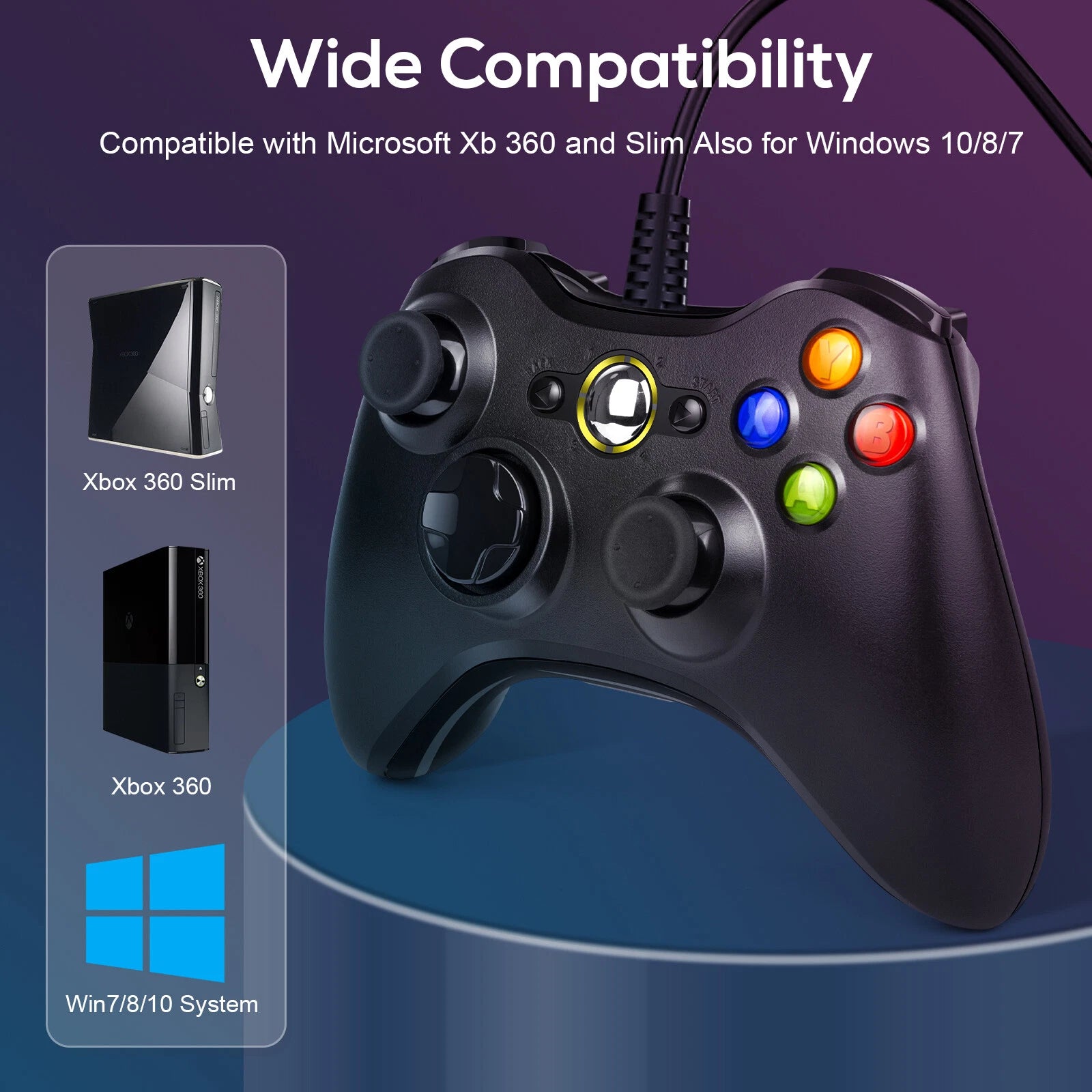 Wireless Gamepad Controller For Microsoft Xbox 360/360 Slim /360E PC Win 11 10 7