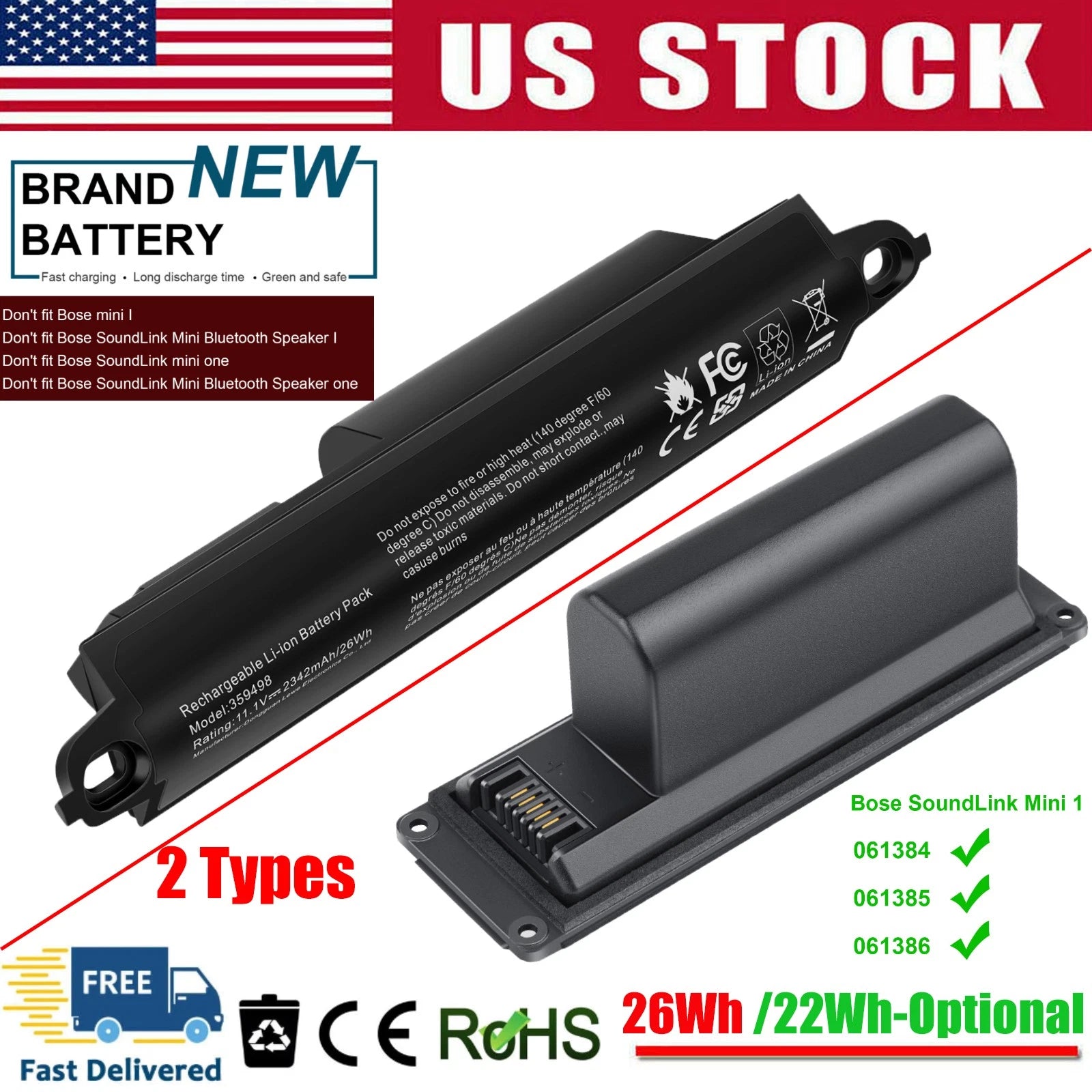 ?NEW Battery For Bose SOUNDLINK Mini Speaker one I 061384 061386 061385 359498