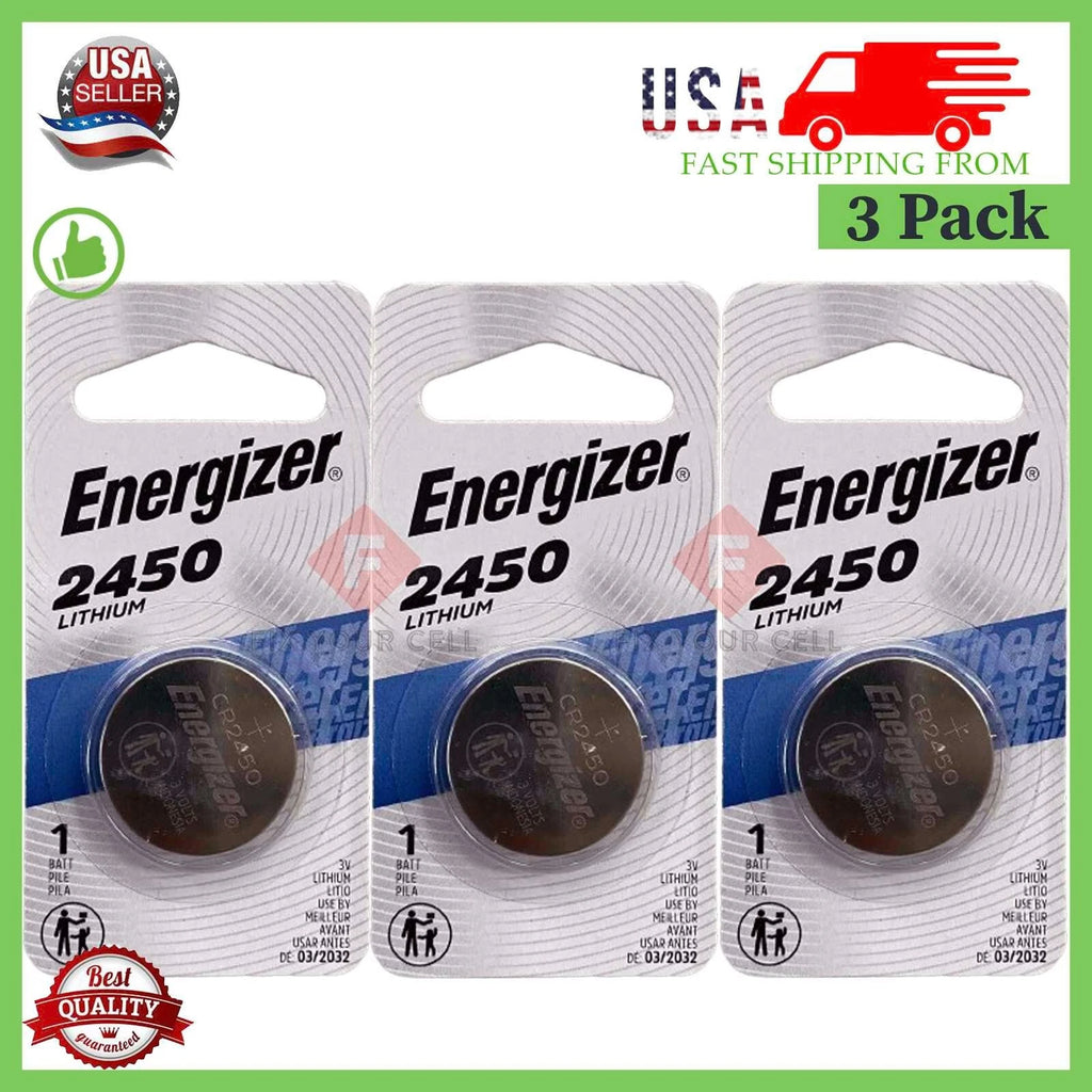 3 Pack New Fresh Energizer ECR2450 CR2450 BR2450 Lithium 3V Battery Exp 03/2032