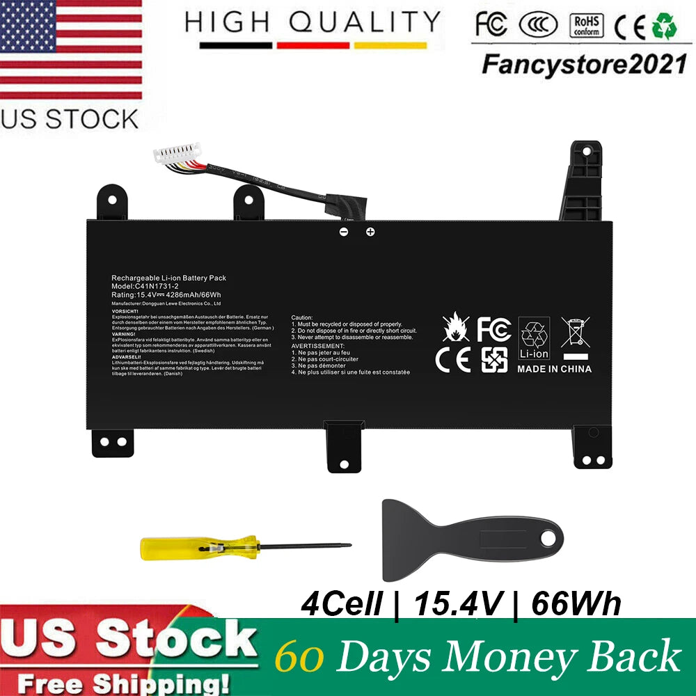 C41N1731-2 Battery For ASUS ROG Strix G17 G712LU G731G SCAR 17 G732LW G512LU