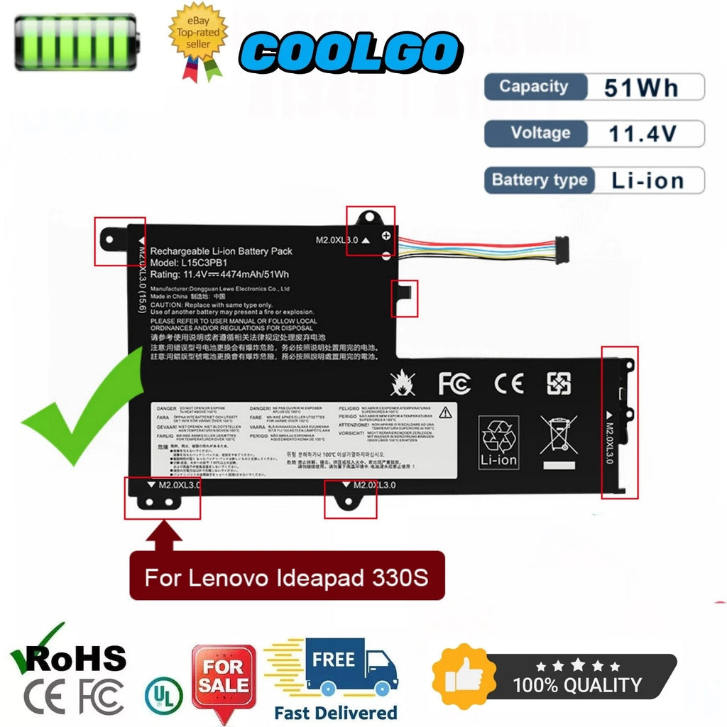 L15C3PB1 L15L3PB0 L15M3PB0 Battery For Lenovo IdeaPad 320S-15IKB Flex 4-1470