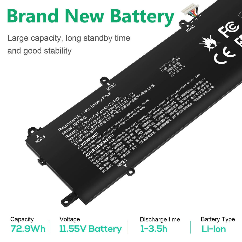 NEW 72.9Wh BN06XL Battery For HP Spectre X360 Convertible 15-EB Series BN06072XL