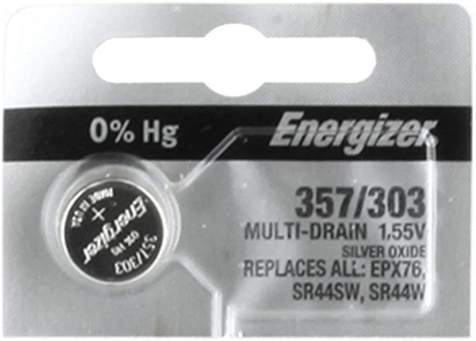 Energizer Battery 357/303 Multi Drain Silver Oxide 1.55V ((2pcs per Pack)
