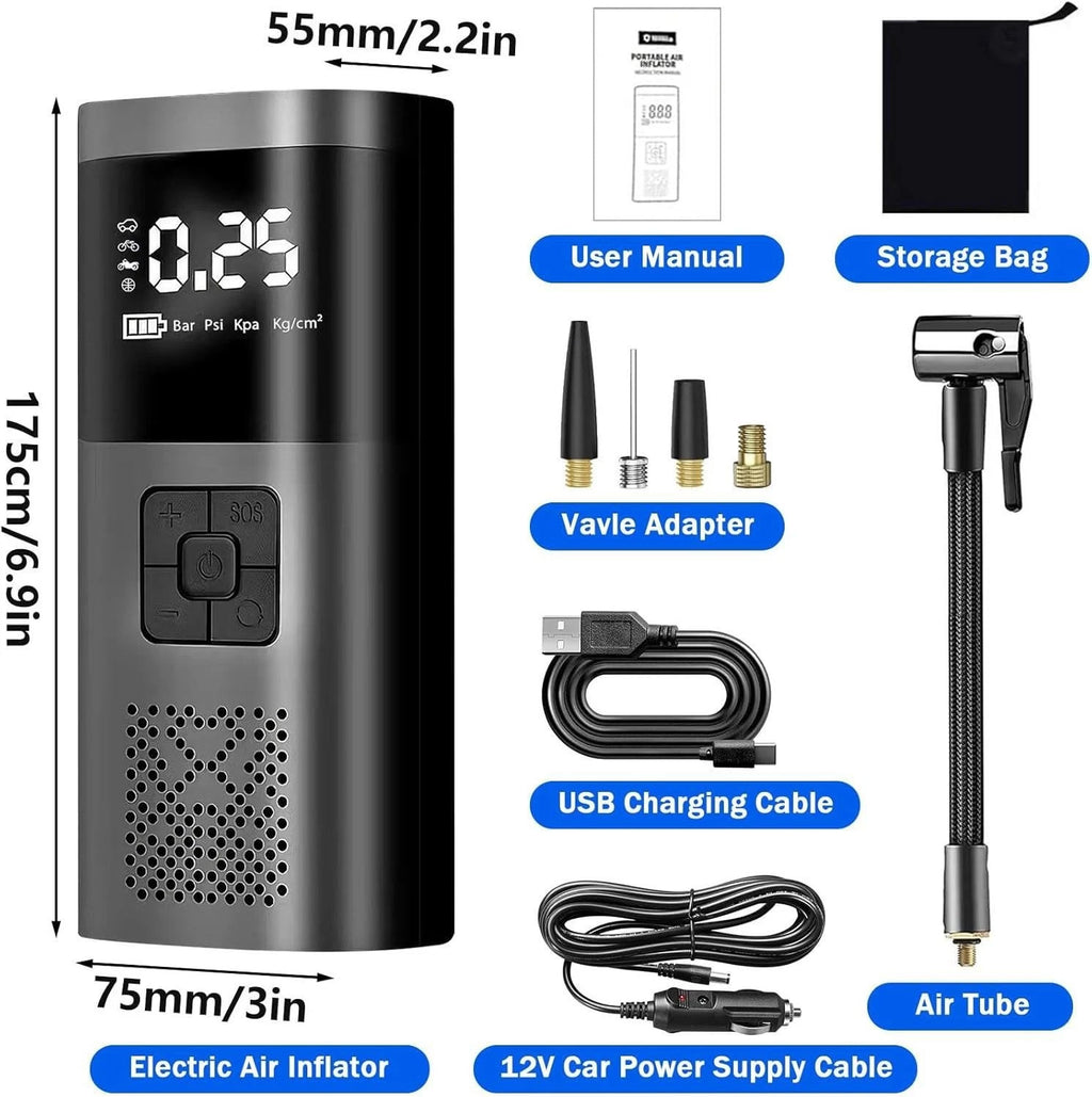12V Digital Air Pump Electric Car Air Gun Pump Hose Air Compressor Tire Inflator